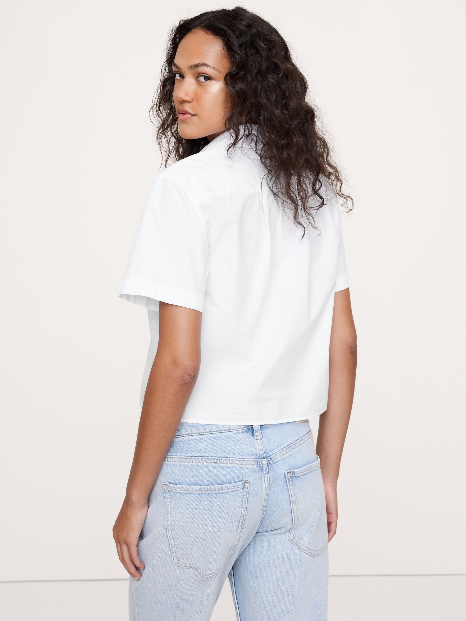 Image number 5 showing, BOXY COTTON POPLIN SHORT-SLEEVE SHIRT