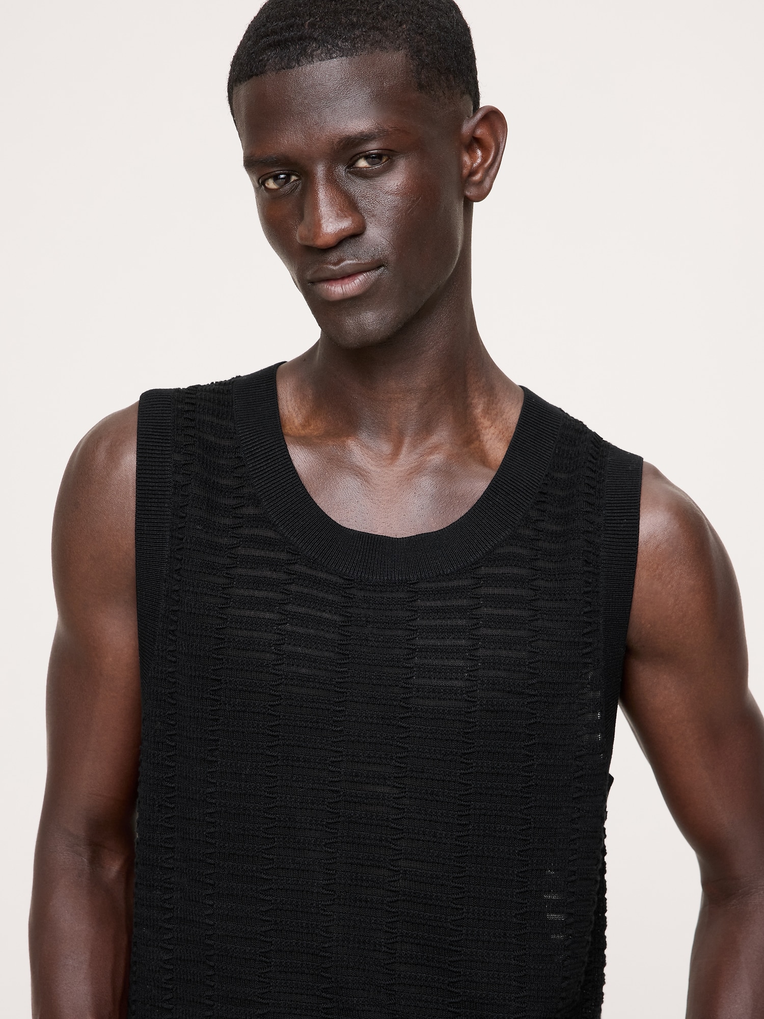 Cotton Texture Tank - Black