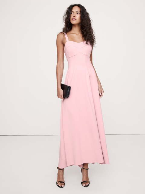 ROBE LONGUE À DÉCOLLETÉ EN CŒUR EN SATIN DE COTON EXTENSIBLE