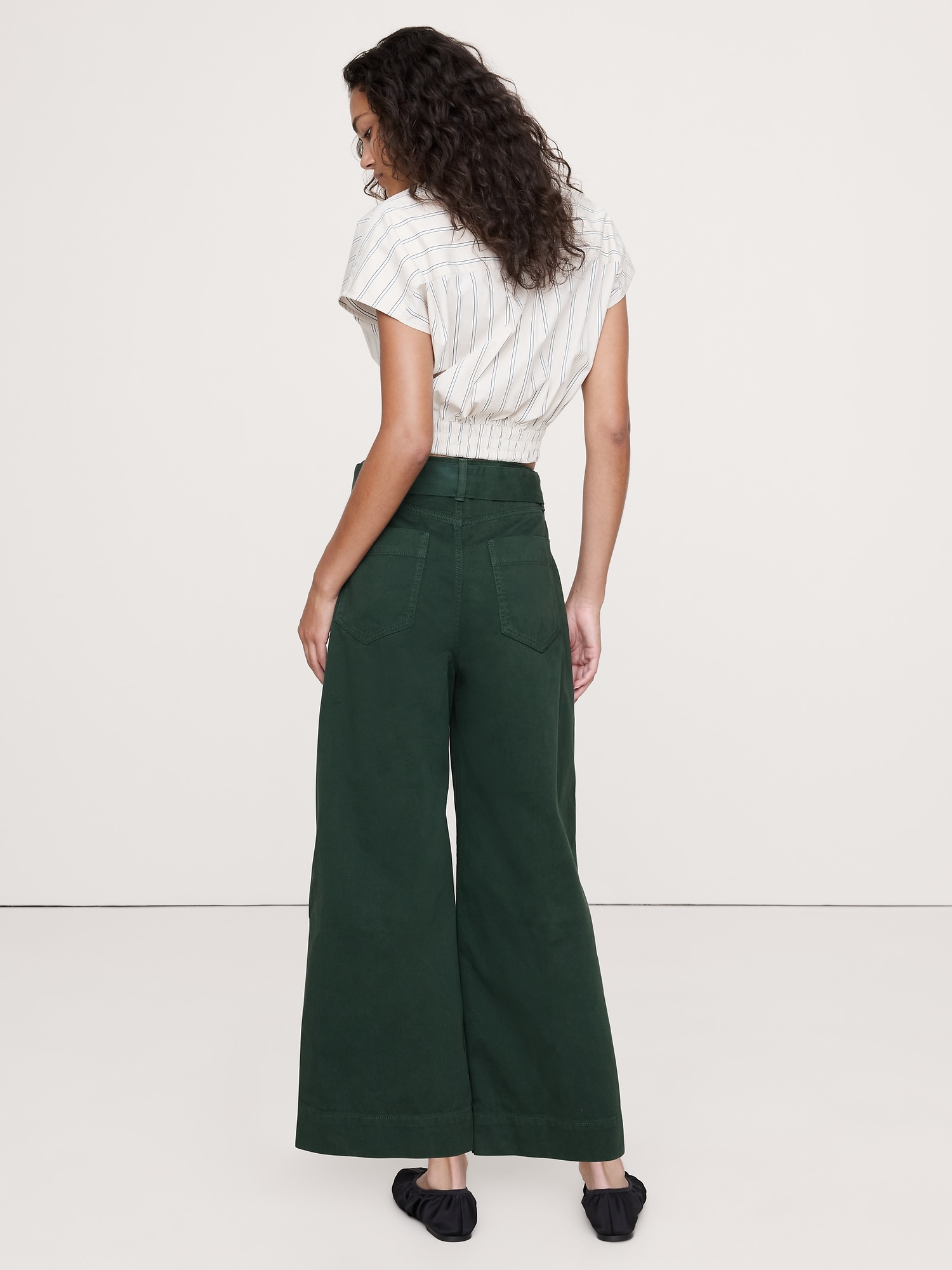 Image number 3 showing, High-Rise Wide-Leg Utility Crop Pant
