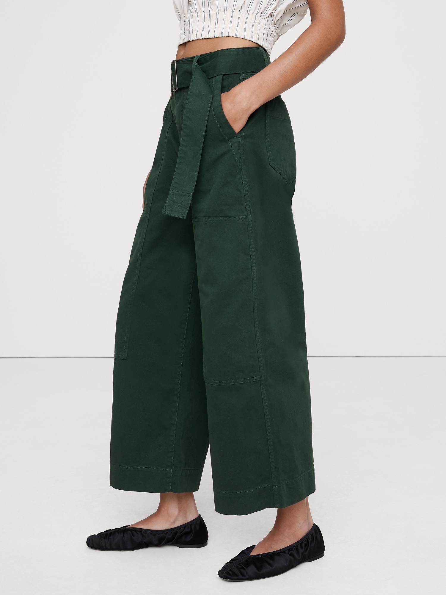 Image number 4 showing, High-Rise Wide-Leg Utility Crop Pant