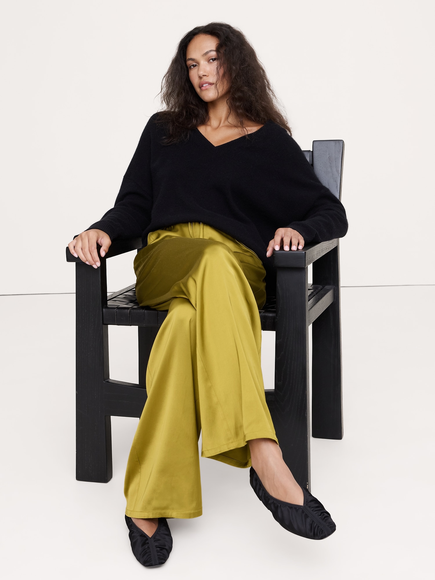 Image number 3 showing, Mid-Rise Wide-Leg Pull-On Stretch-Satin Pant