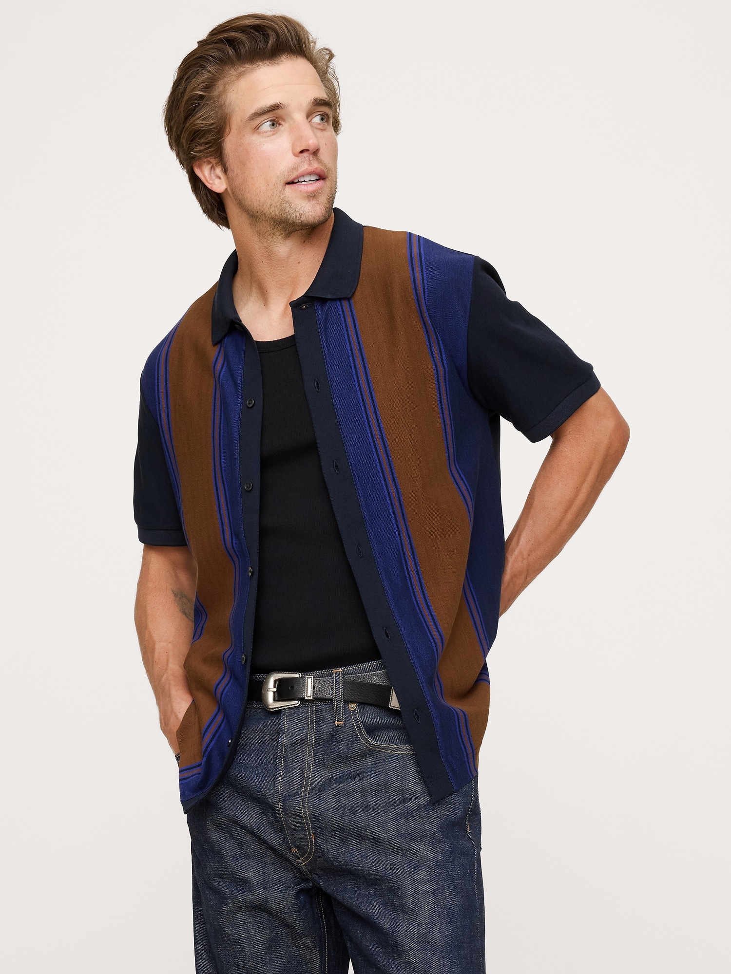 Luxury-Touch Pique Resort Shirt - Multi