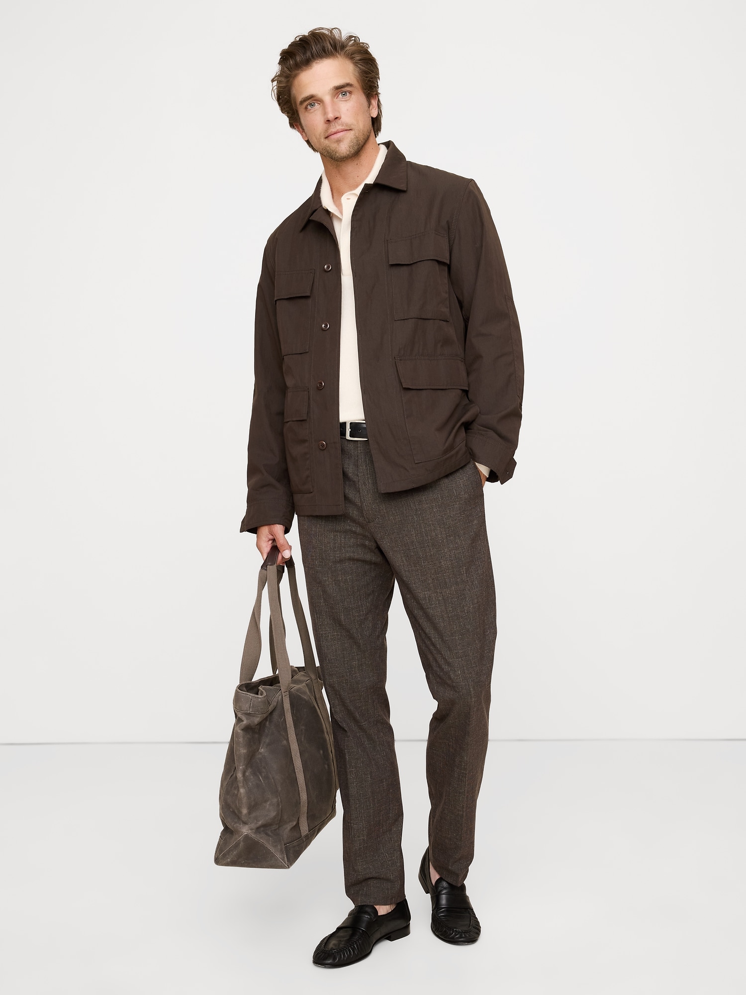 Slim Wrinkle-Resistant Dress Pant - Brown