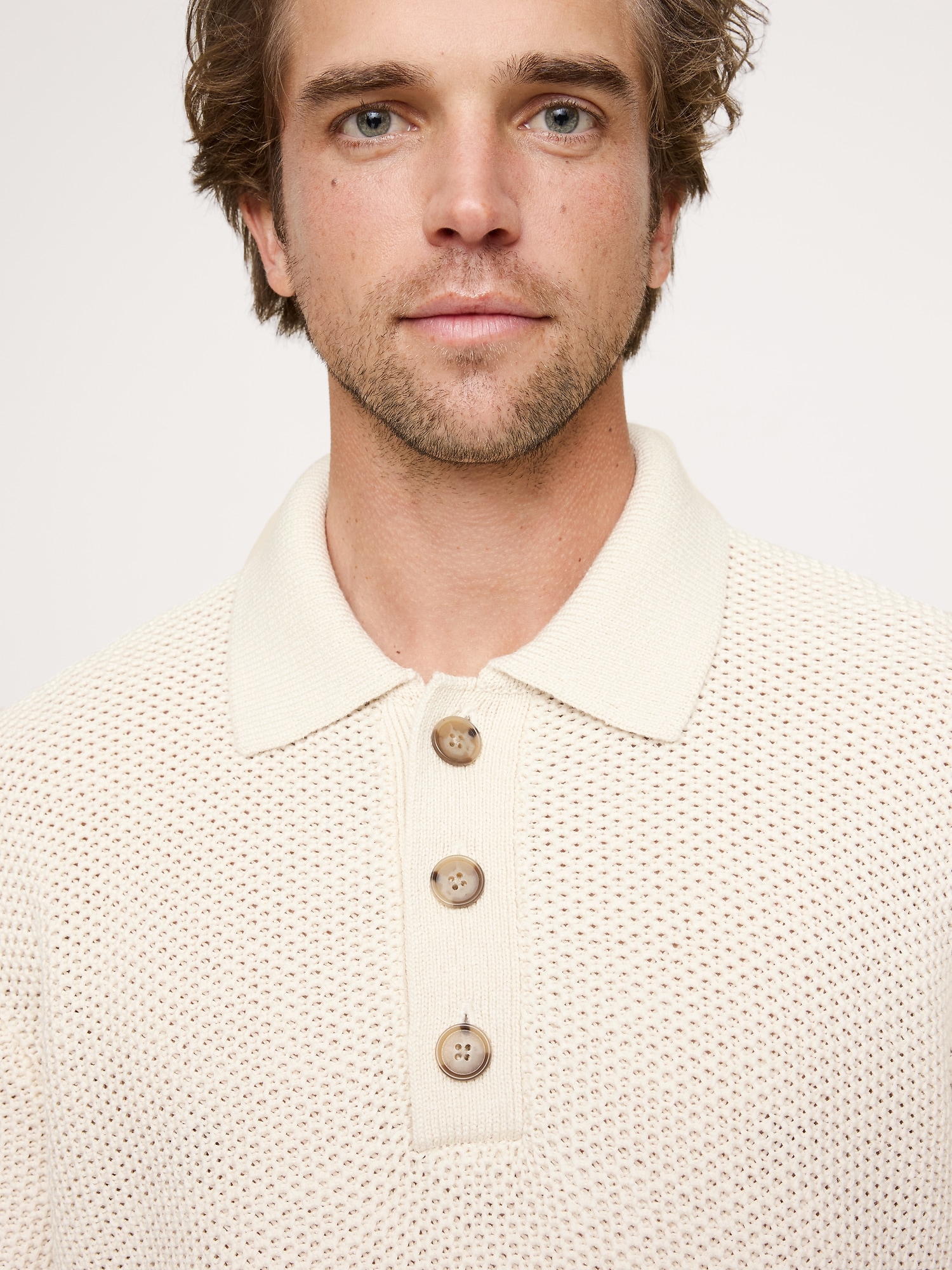 Image number 3 showing, Cotton Honeycomb Sweater Polo