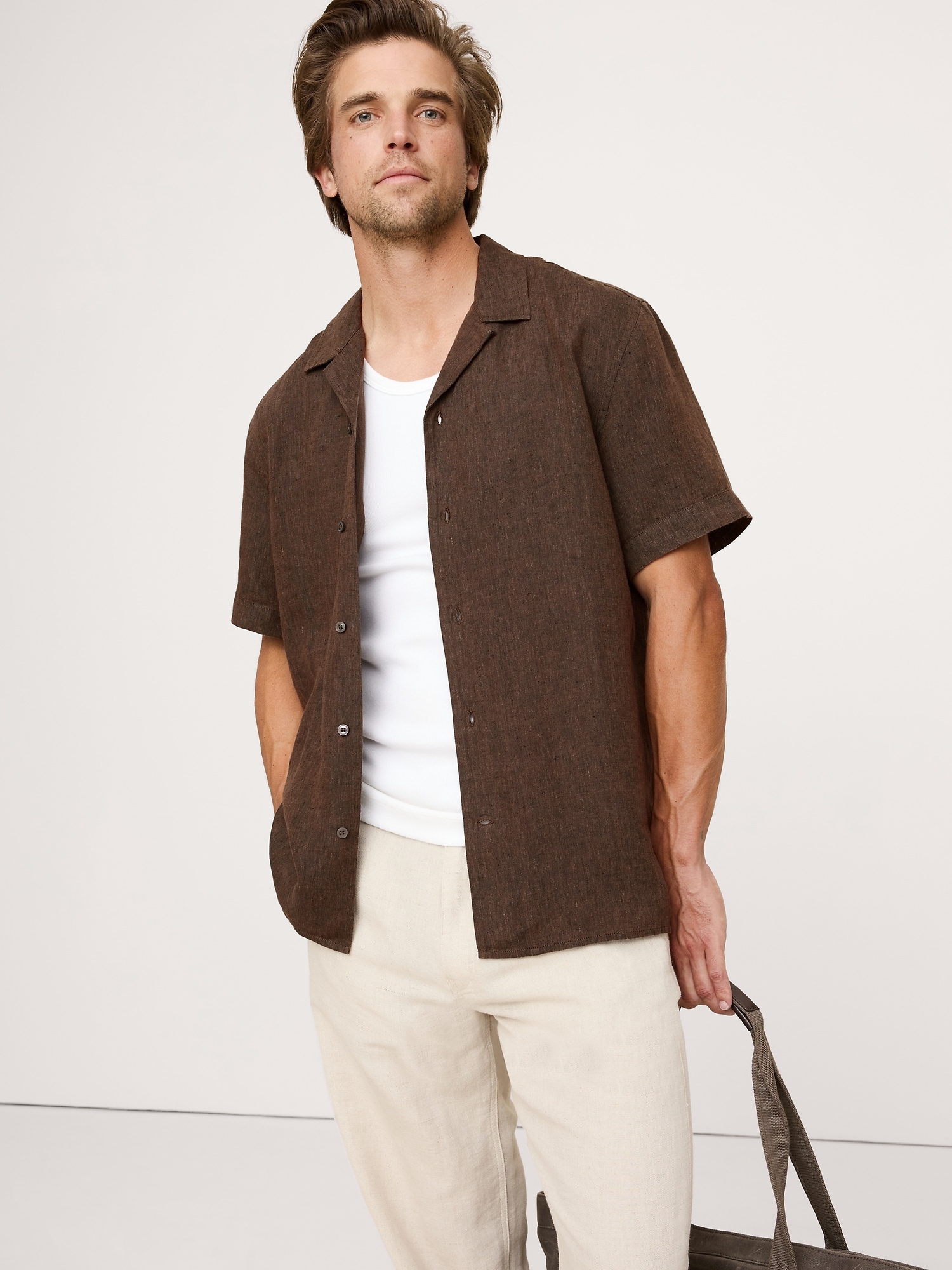 Image number 1 showing, STANDARD-FIT LINEN RESORT SHIRT