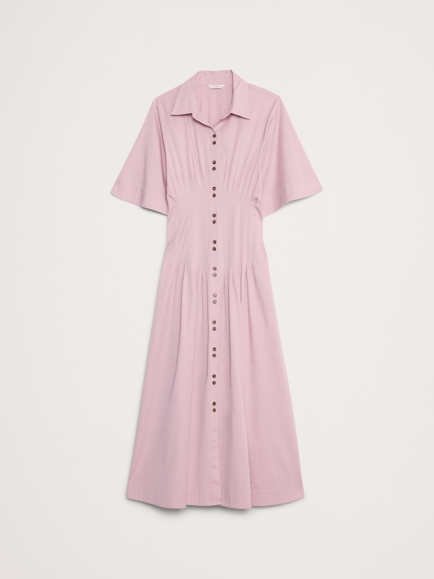 Image number 8 showing, STRETCH-COTTON POPLIN PINTUCK LONG-MIDI SHIRT DRESS