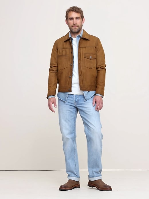 Nubuck Leather Trucker Jacket | Banana Republic