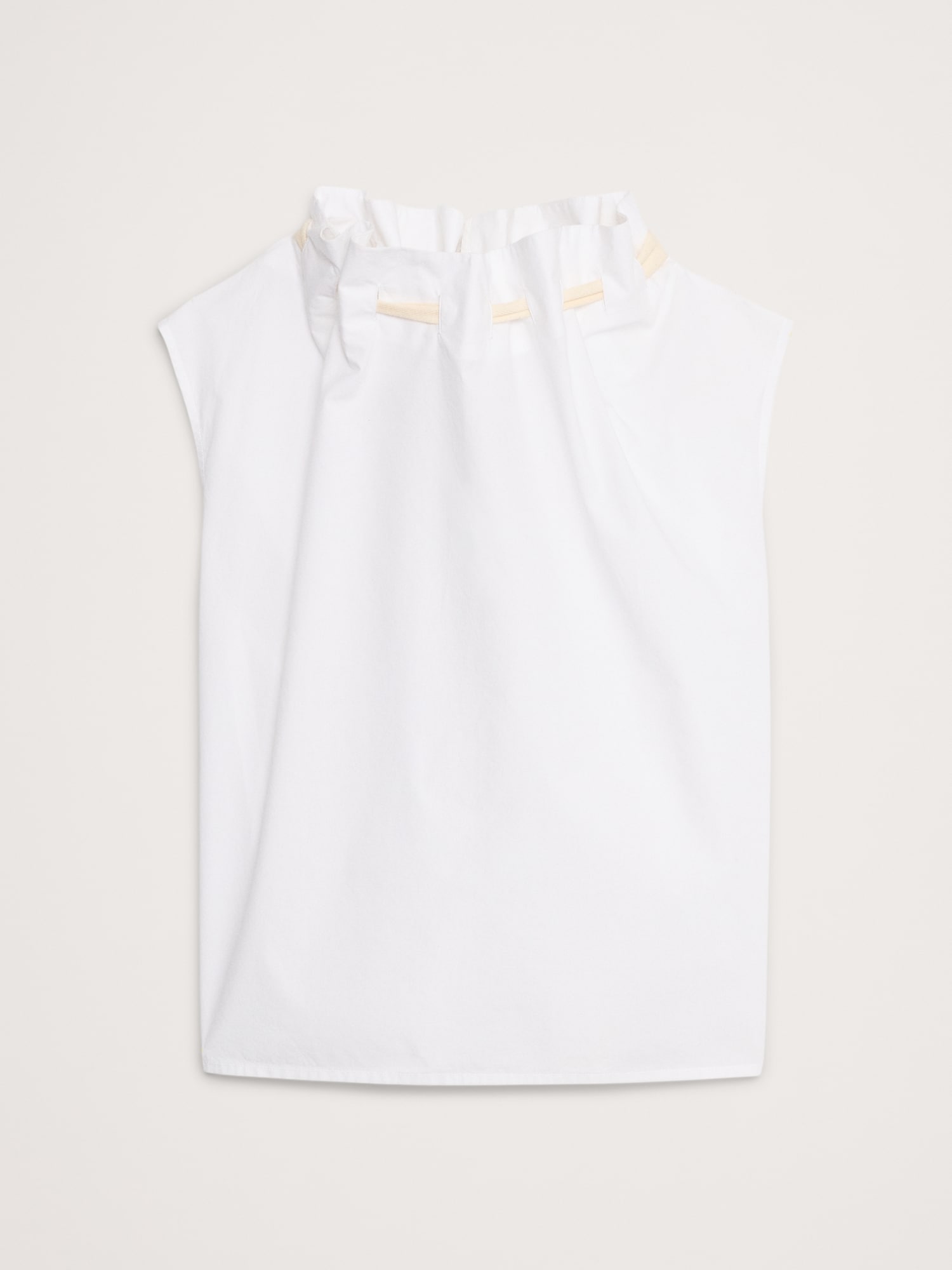 Image number 4 showing, COTTON POPLIN CINCH-NECK TOP