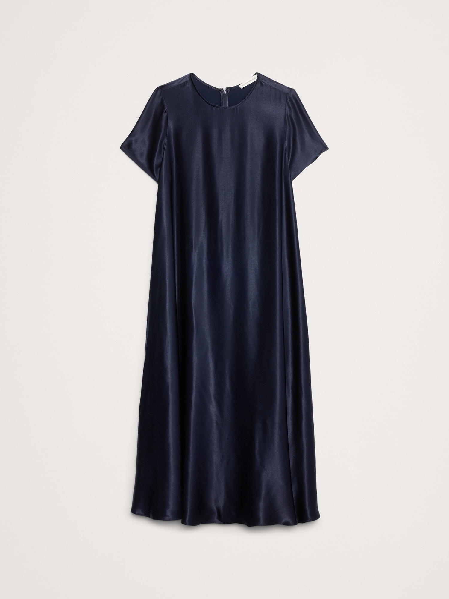 Image number 5 showing, ITALIAN SATIN TRAPEZE LONG MIDI DRESS