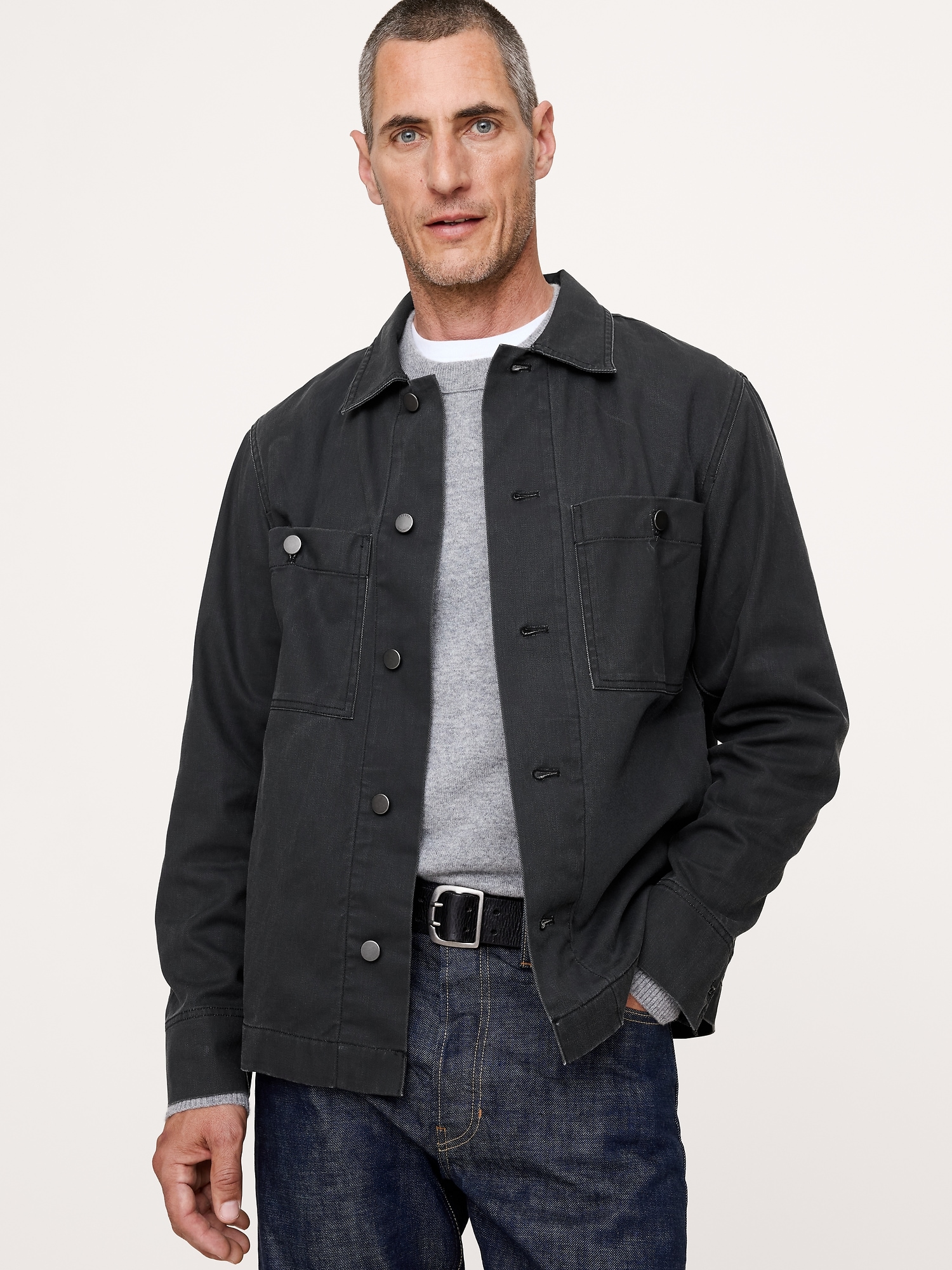Coated Cotton Twill Overshirt