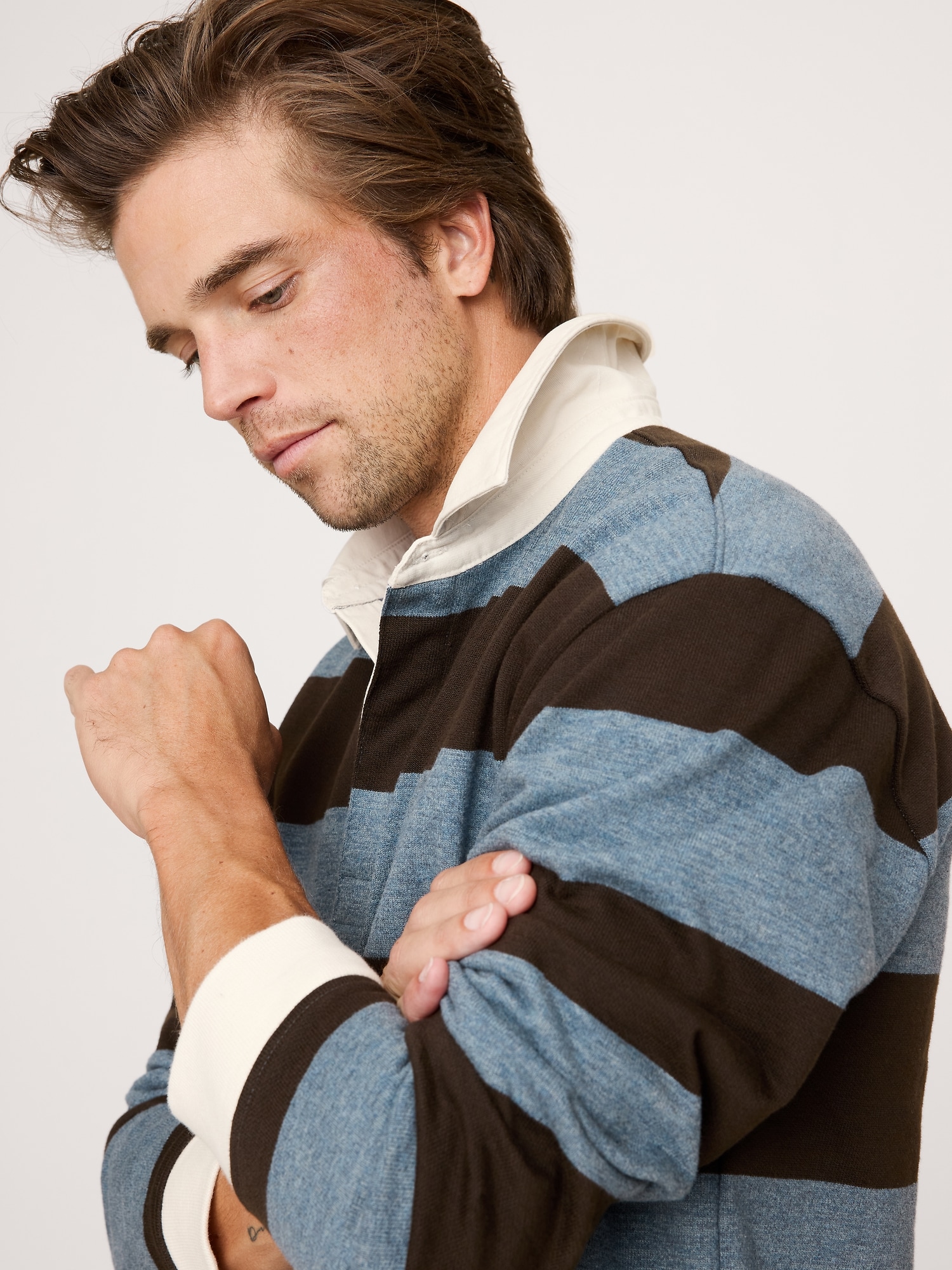 STRIPED BRUSHED RUGBY SHIRT