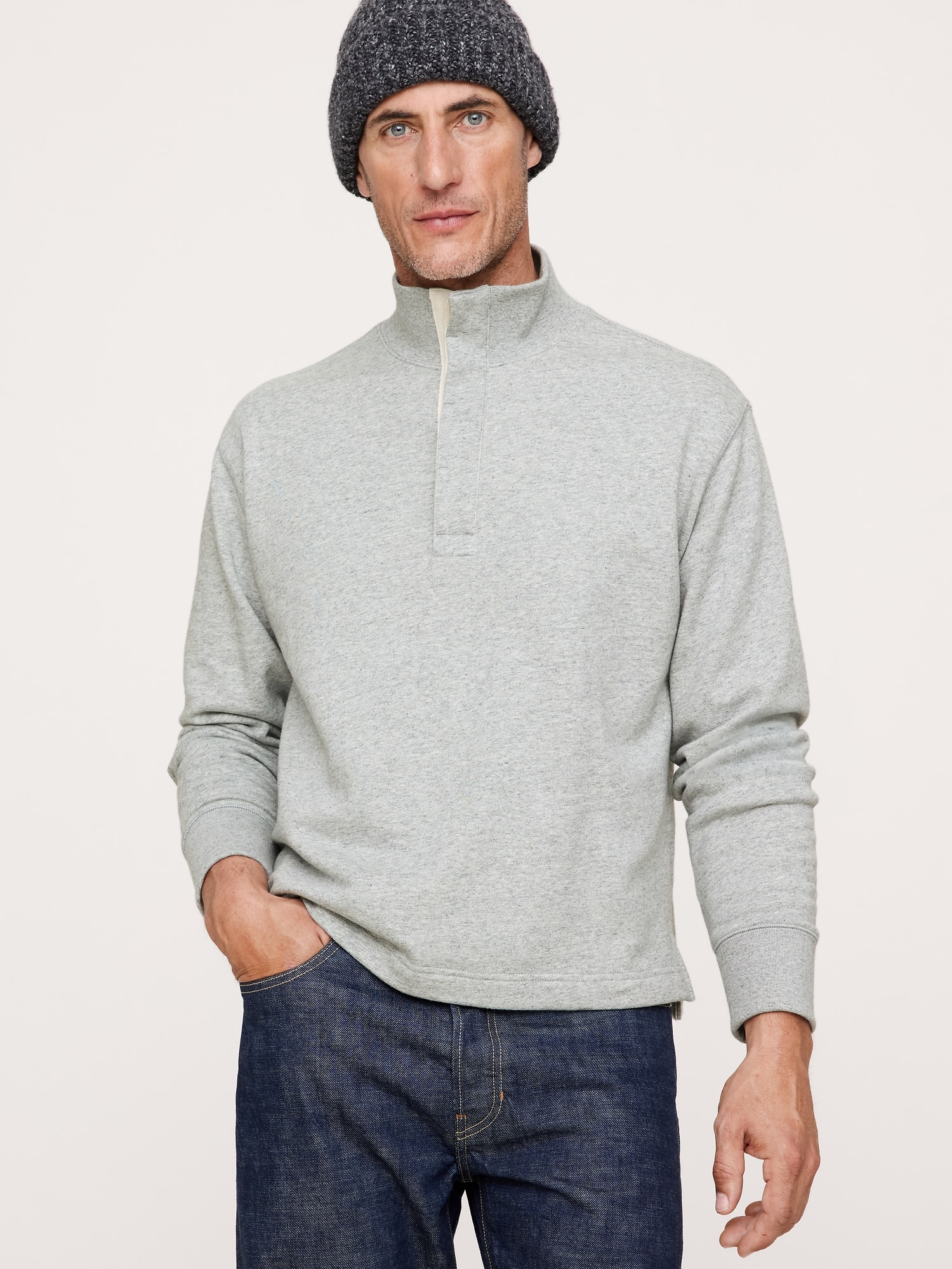 Terry Mock-Neck Sweatshirt