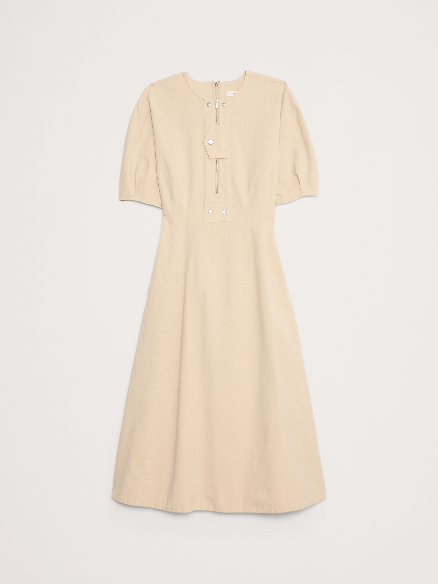 Image number 8 showing, STRETCH-COTTON TWILL UTILITY MIDI DRESS