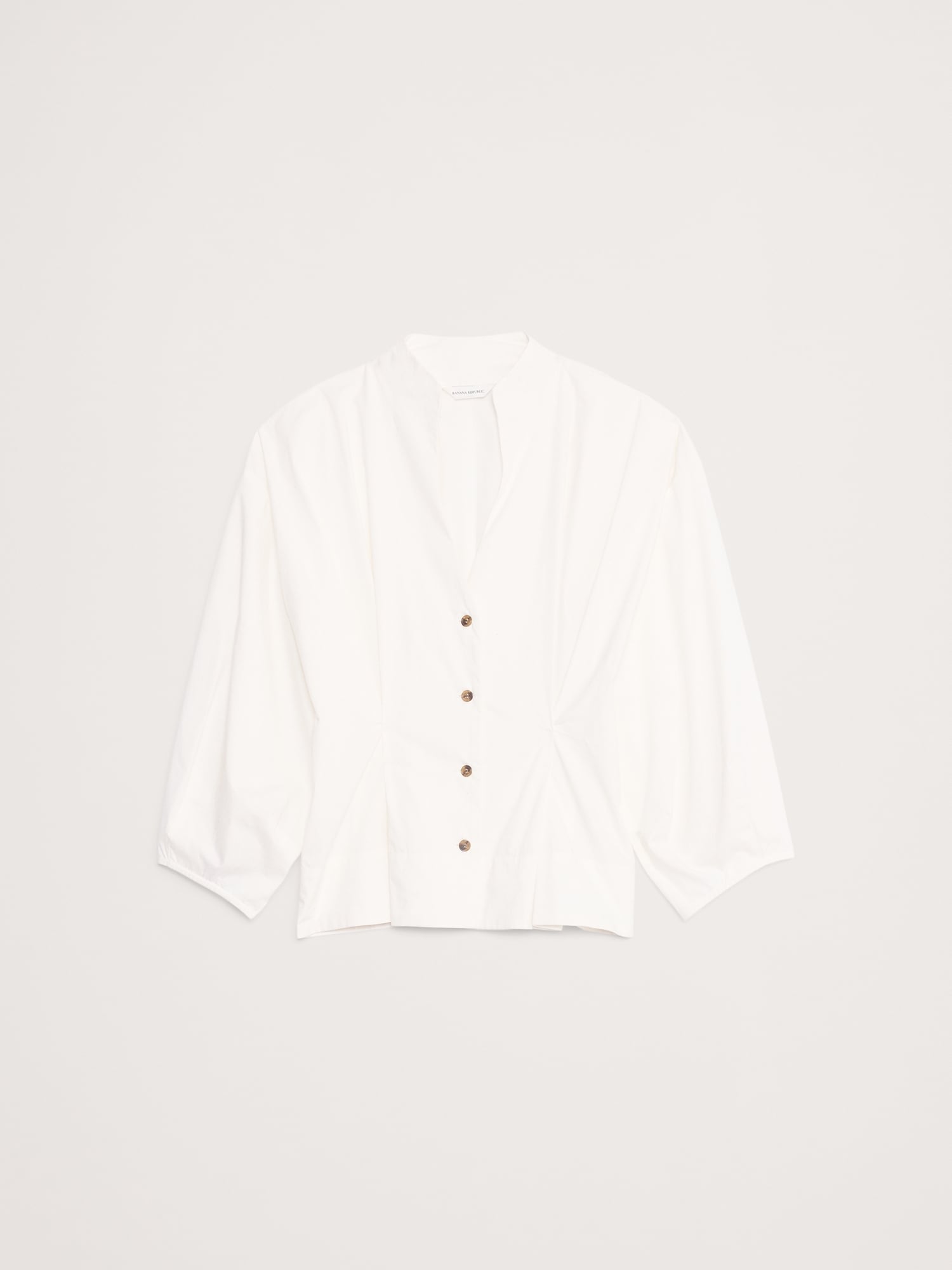 Cotton Poplin Cinched-Waist Shirt