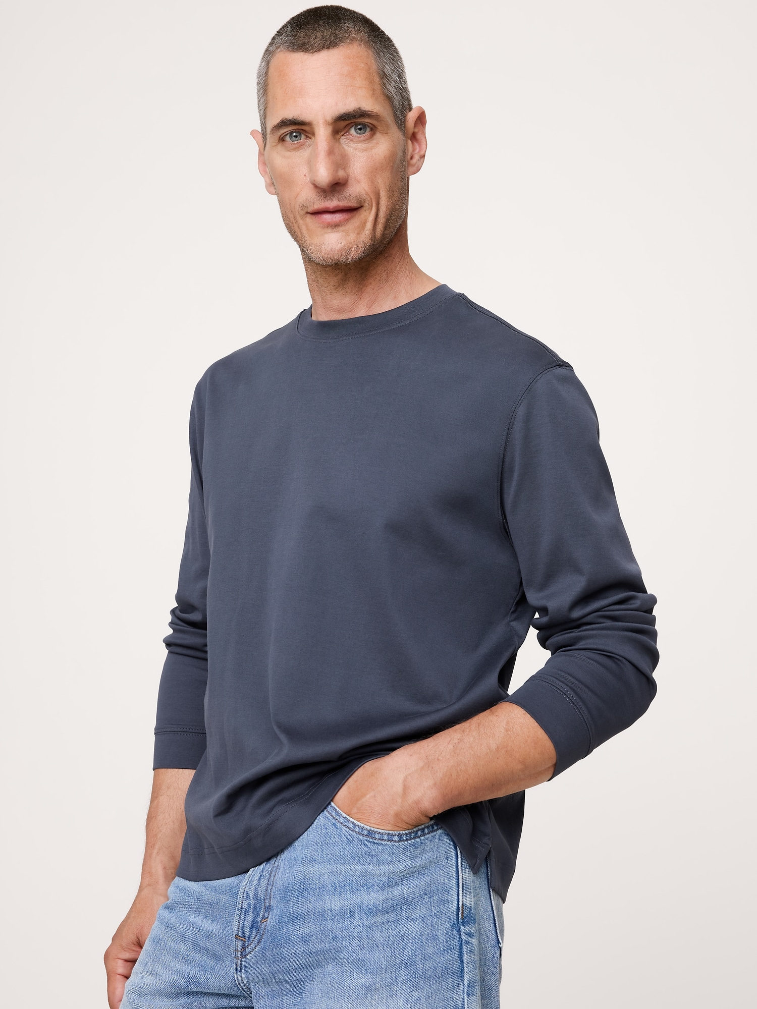 COTTON RIBBED CREW-NECK T-SHIRT