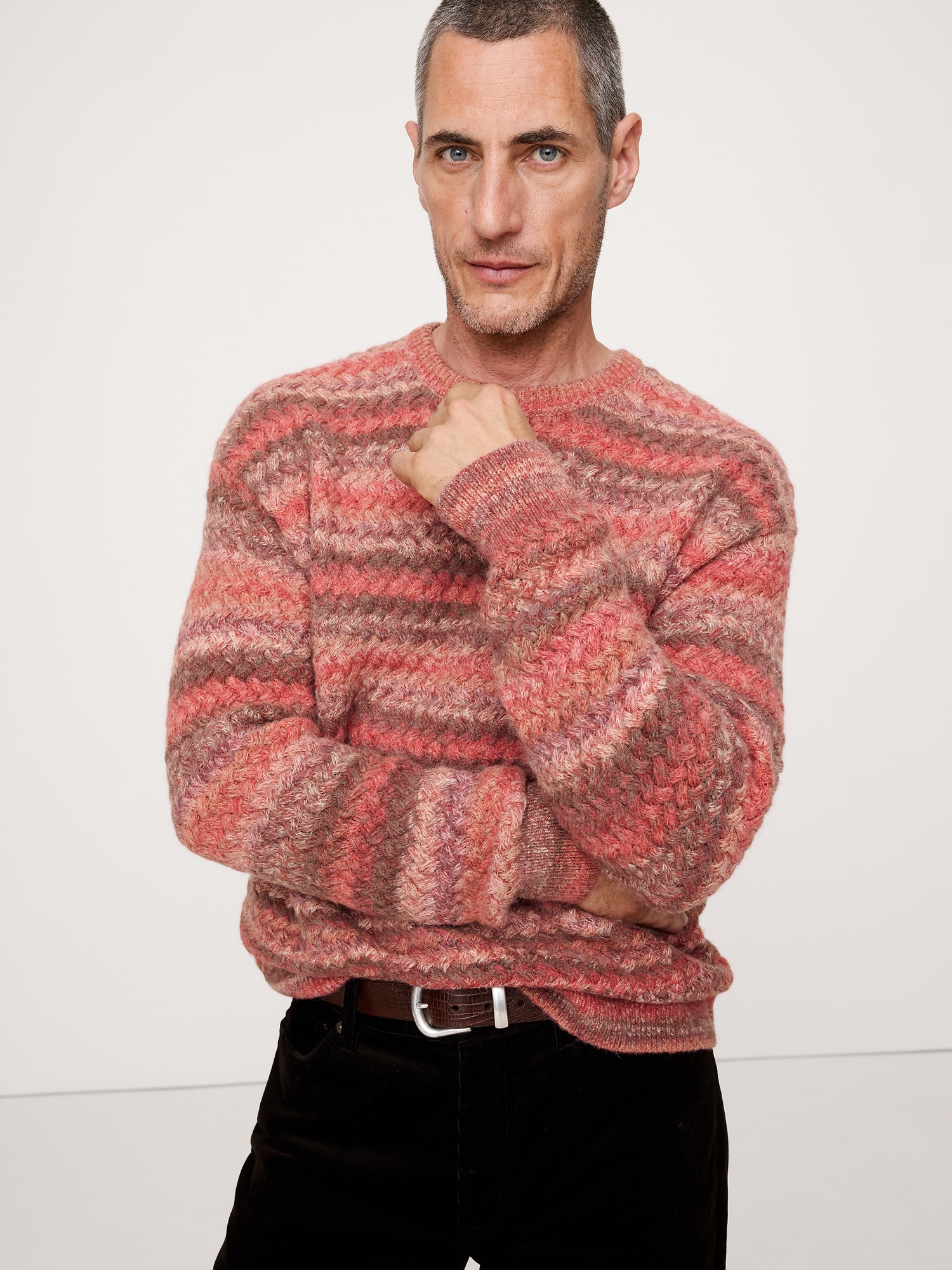 Space-Dye Crew-Neck Sweater - Red Rhubarb