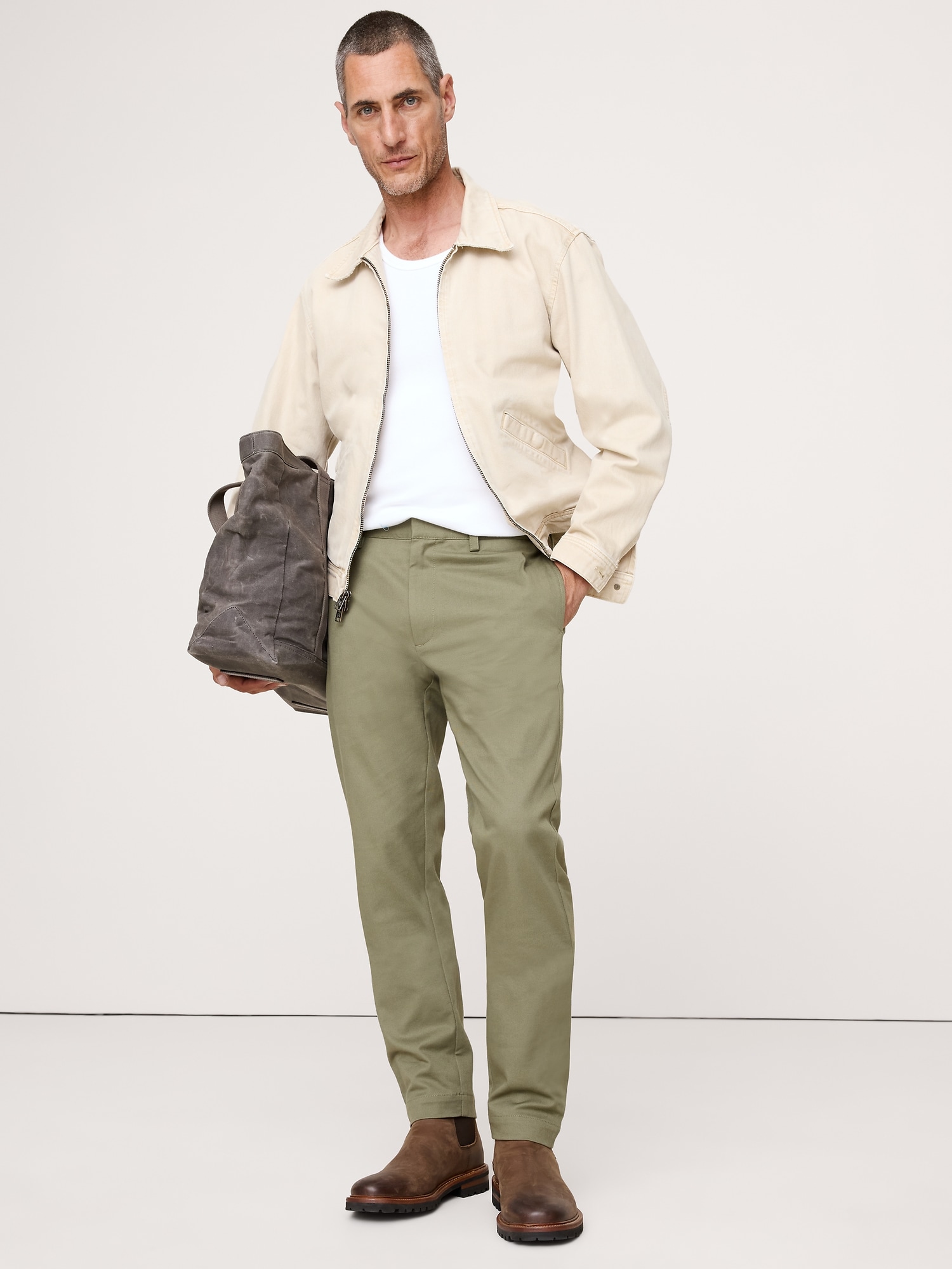Slim Italian-Stretch Chino - Light Olive Green