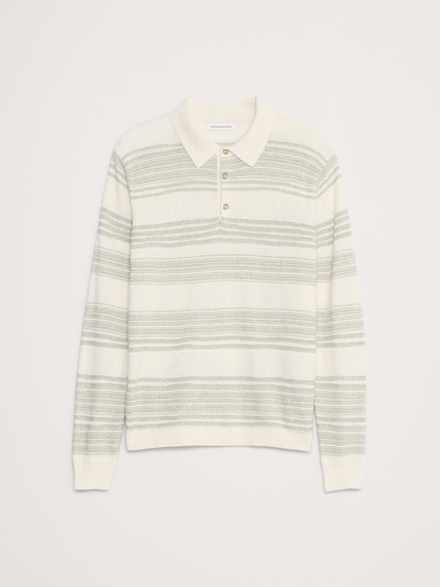 STRIPE COTTON-LINEN SWEATER POLO