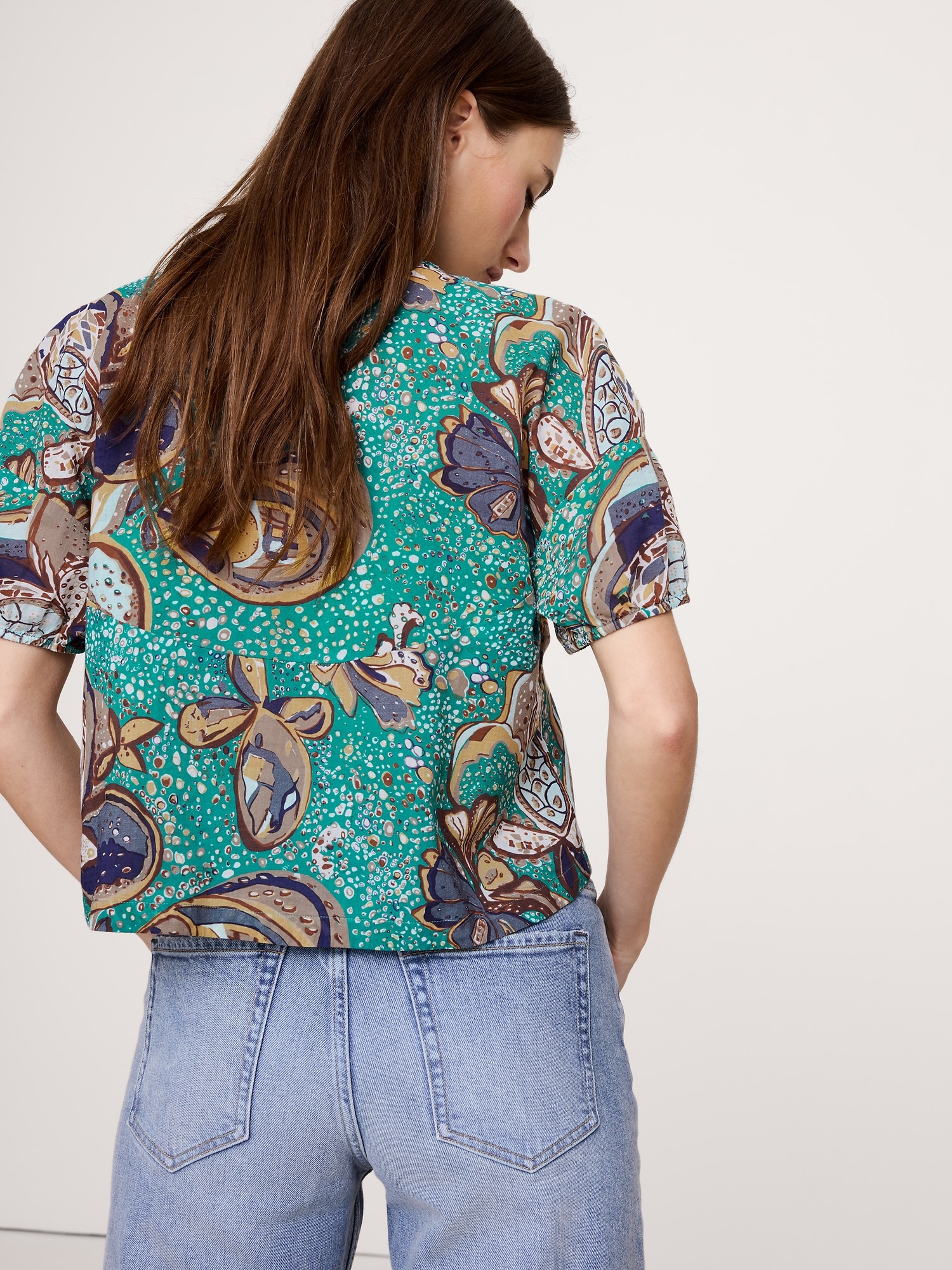 Cotton Tie-Front V-Neck Top