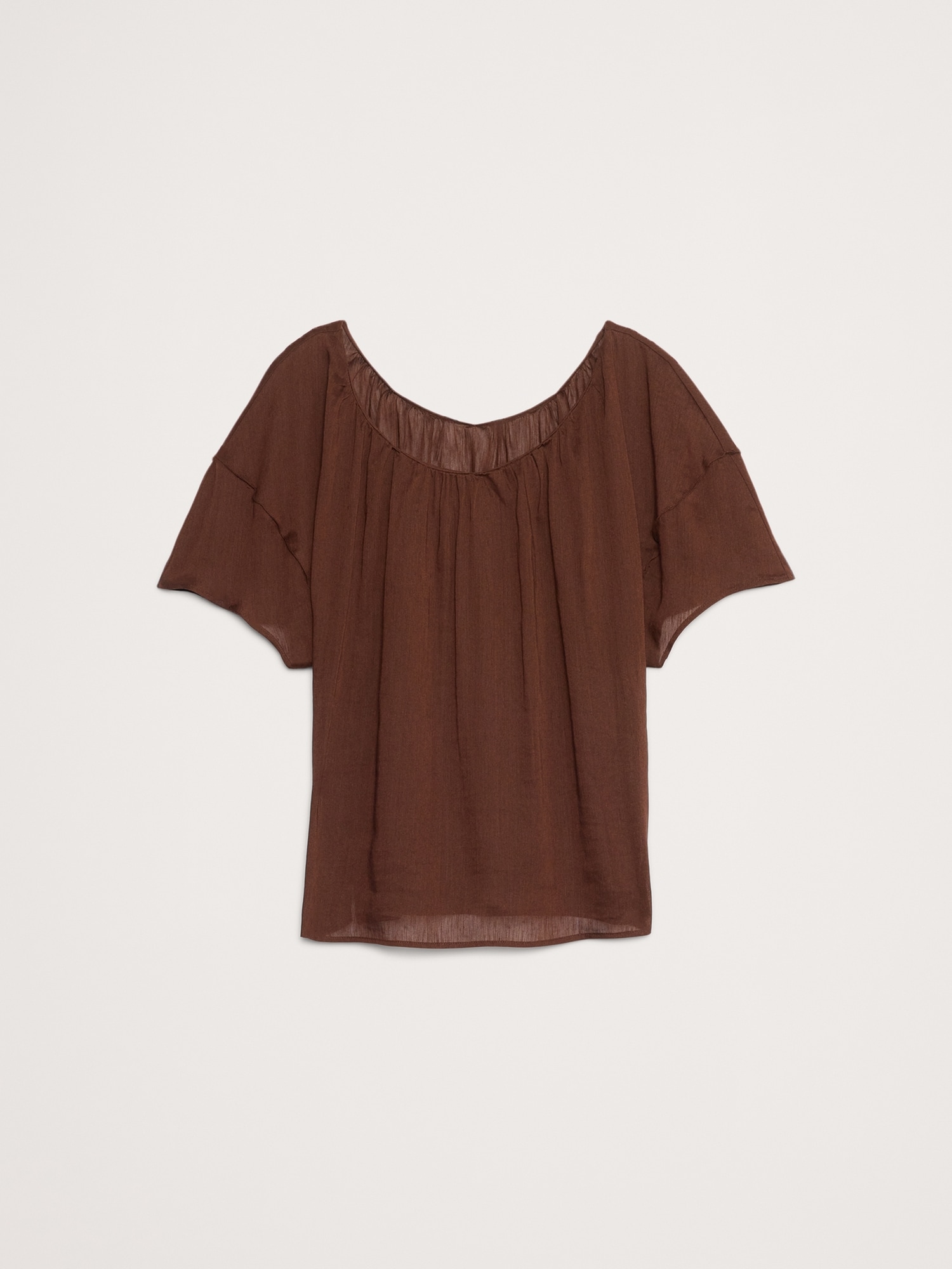 Image number 7 showing, LINEN-VISCOSE GAUZE PUFF-SLEEVE TOP