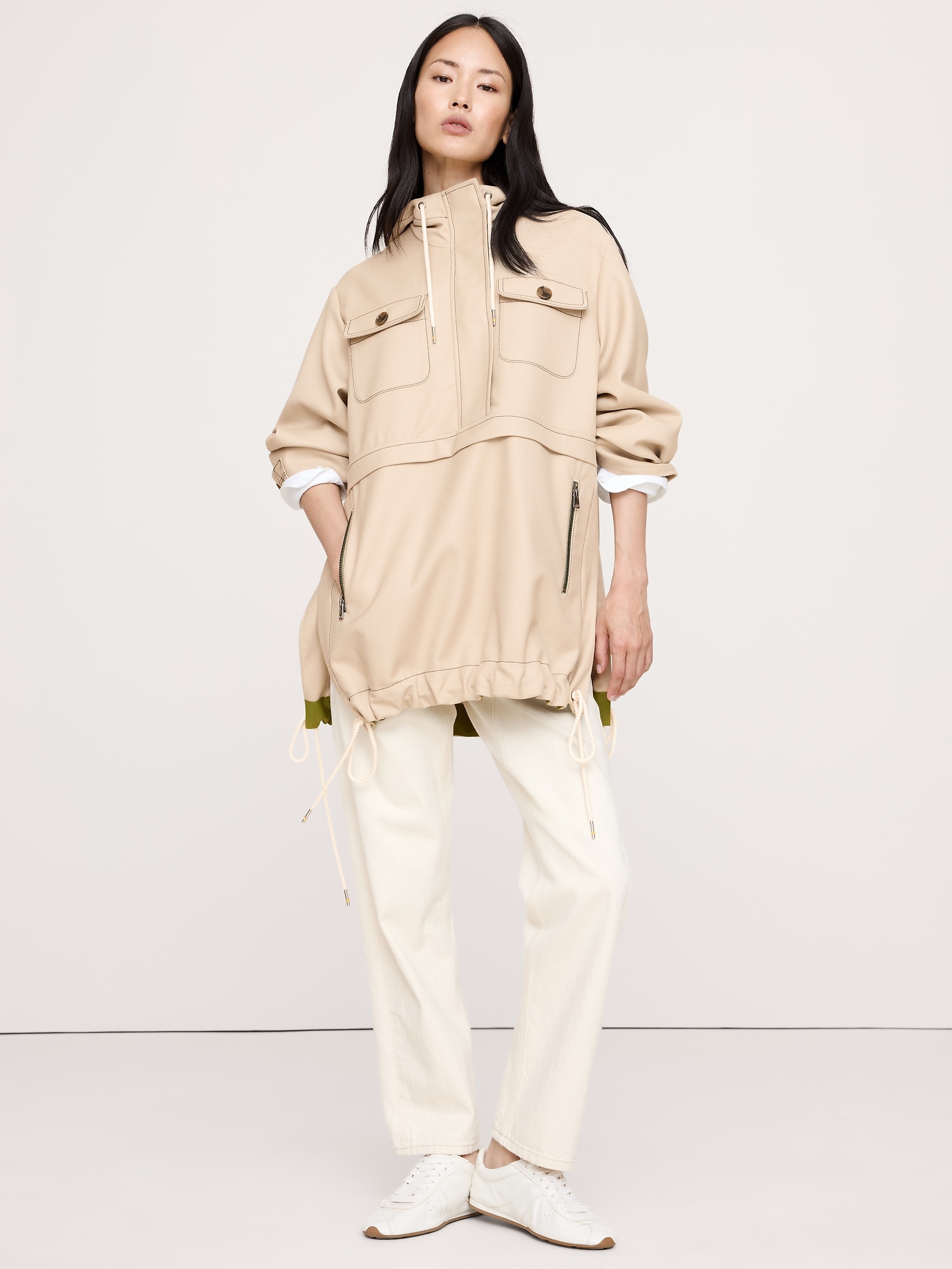 HAUT UTILITAIRE SURDIMENSIONNÉ EN LAINE ITALIENNE - Beige