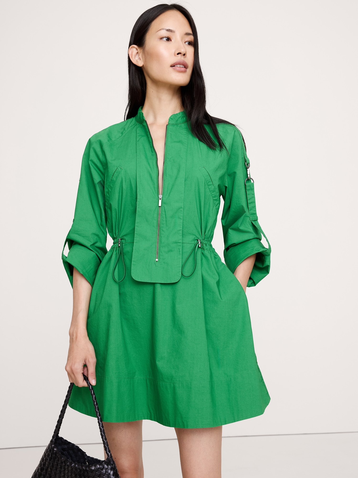 Robe courte utilitaire en sergé de coton - Vert
