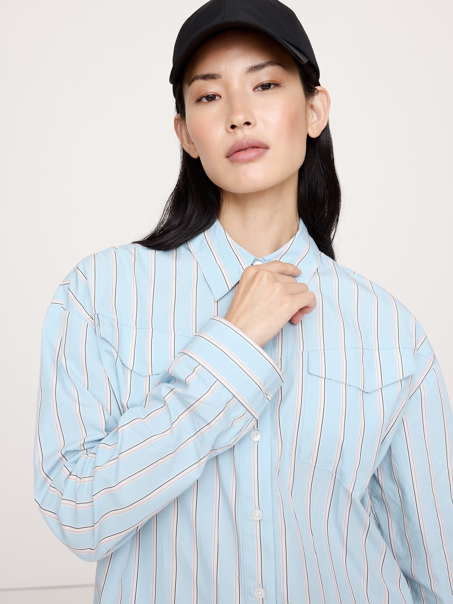 Oversized Cotton Poplin Western Shirt