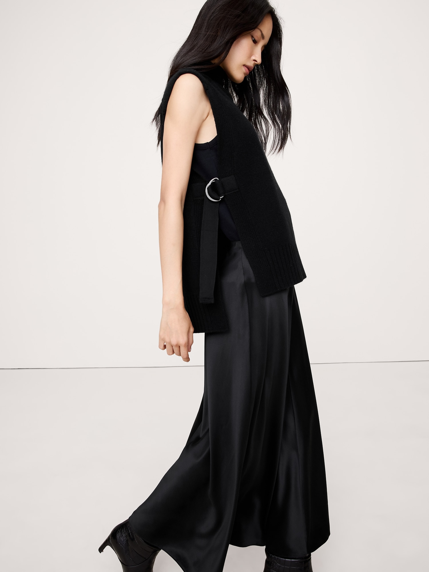 Image number 1 showing, MERINO-CASHMERE SWEATER VEST WITH OPEN SIDES