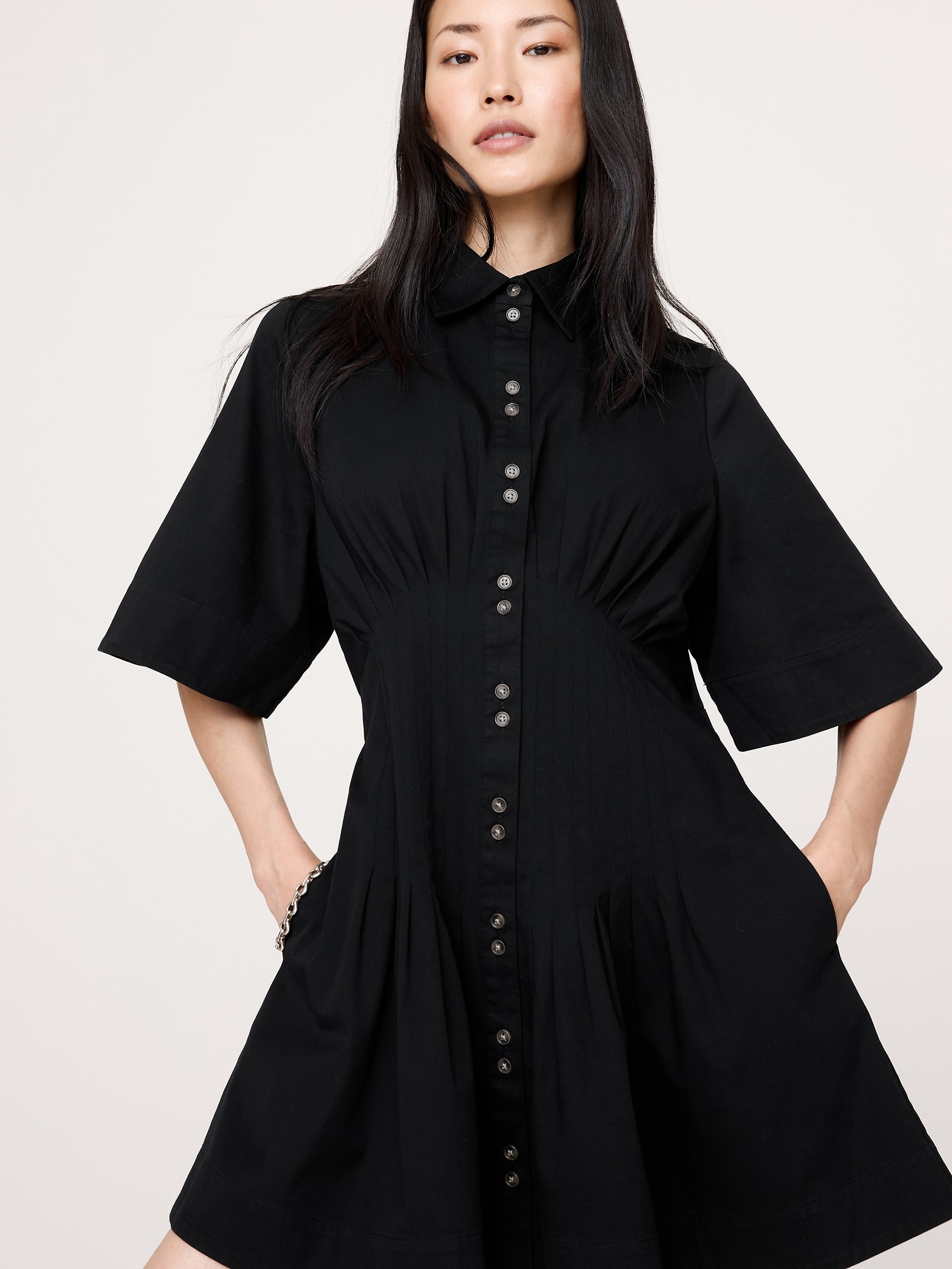PINTUCK SHIRT DRESS