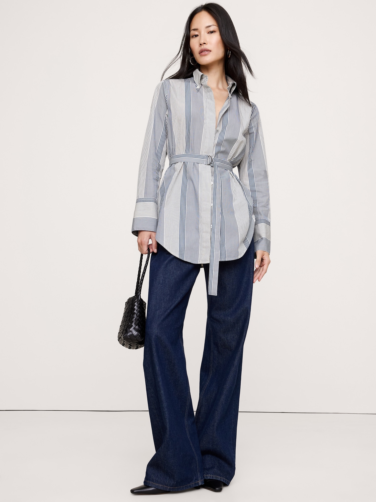 Image number 1 showing, Cotton Poplin Belted Tunic Shirt