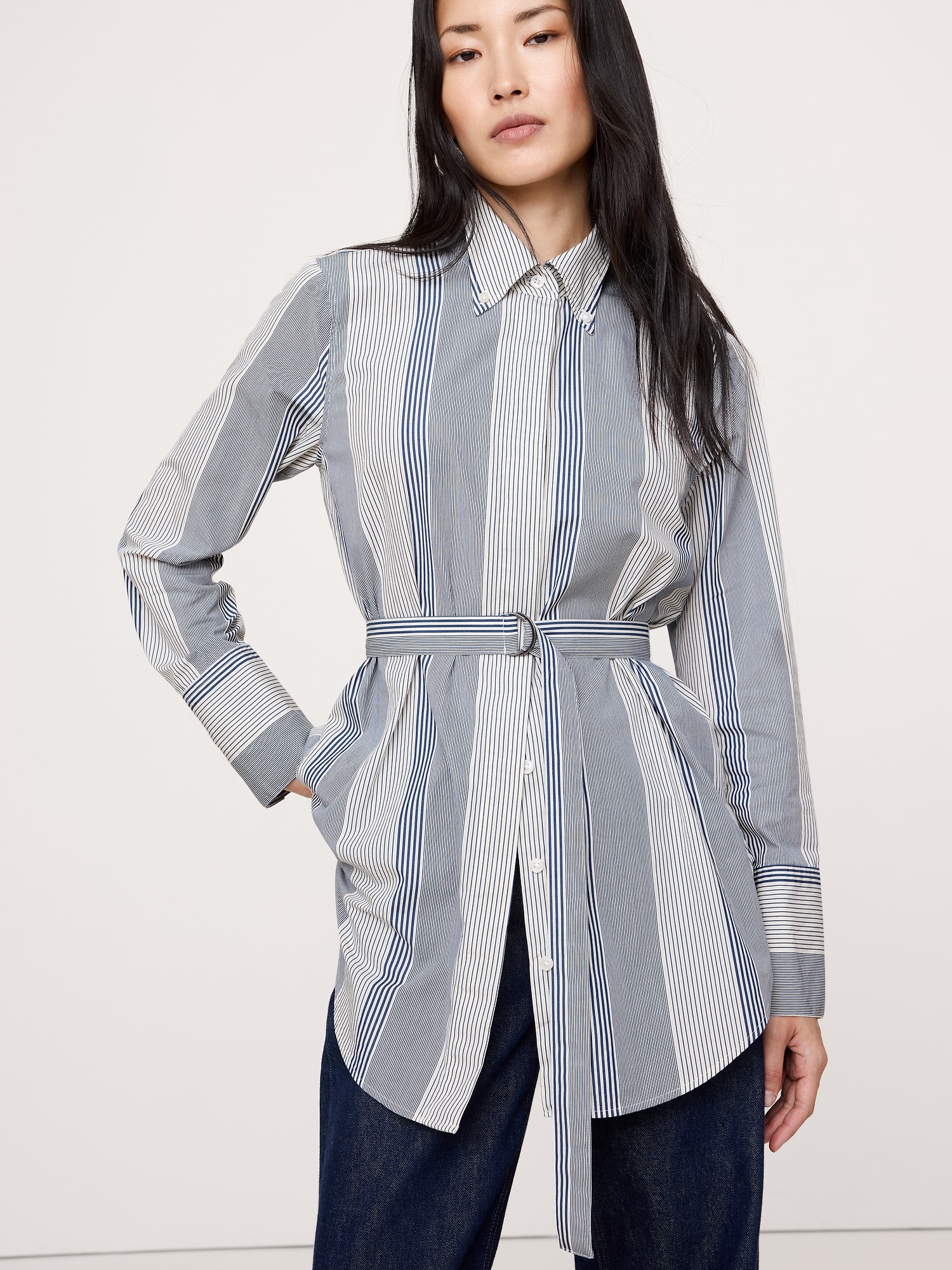 Image number 4 showing, Cotton Poplin Belted Tunic Shirt