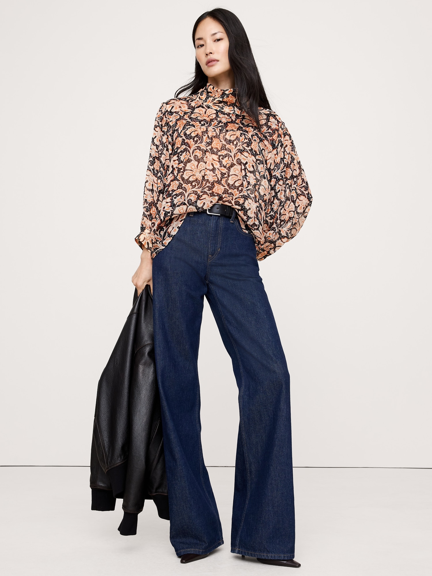 Lurex Stripe Reversed Western Shirt