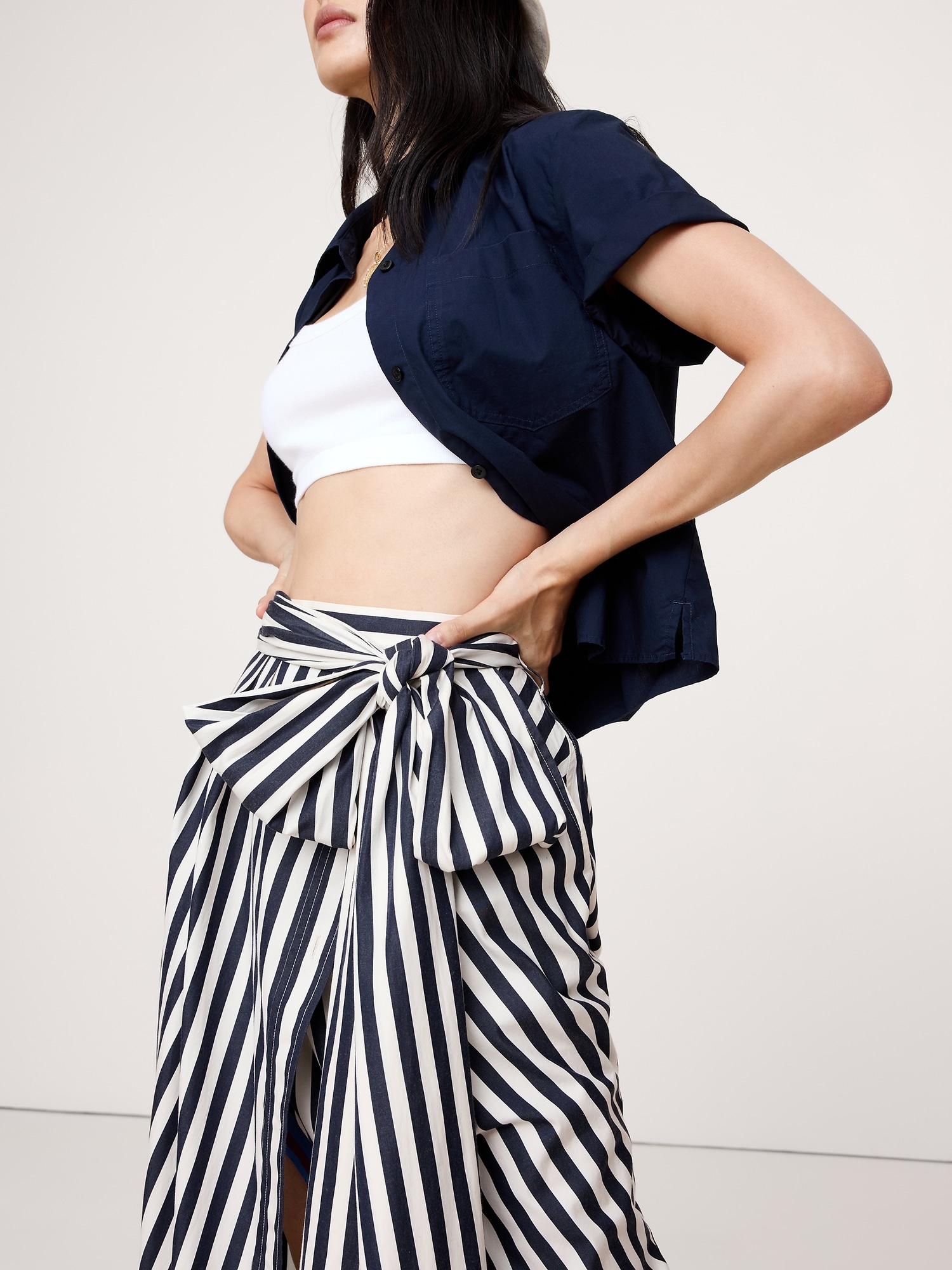 Image number 3 showing, COTTON POPLIN SHIRT-SLEEVE MIDI SKIRT