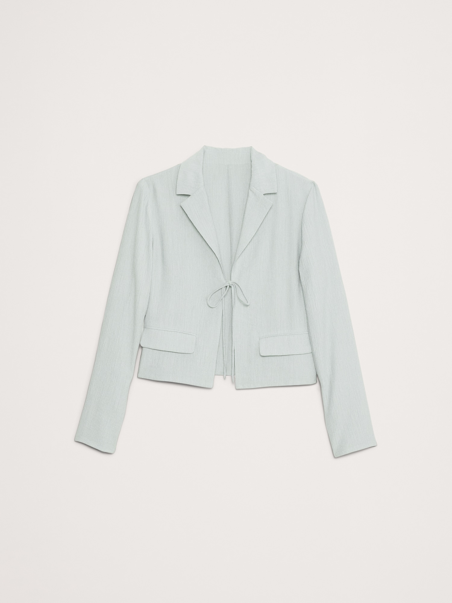 Crinkle Tie-Front Cropped Blazer