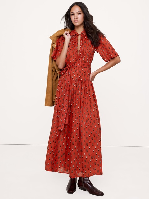 ROBE-CHEMISIER EN COTON À NOUER SUR LE DEVANT