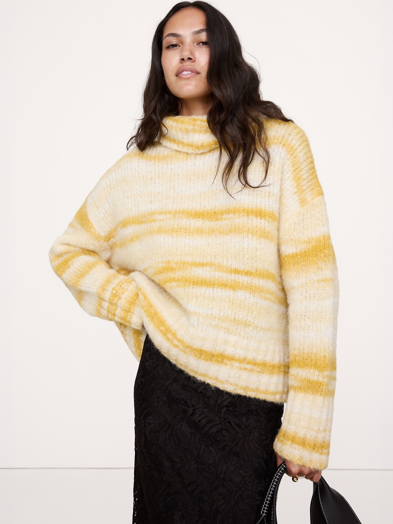 Italian Alpaca-Blend Funnel-Neck Sweater - Yellow Glow