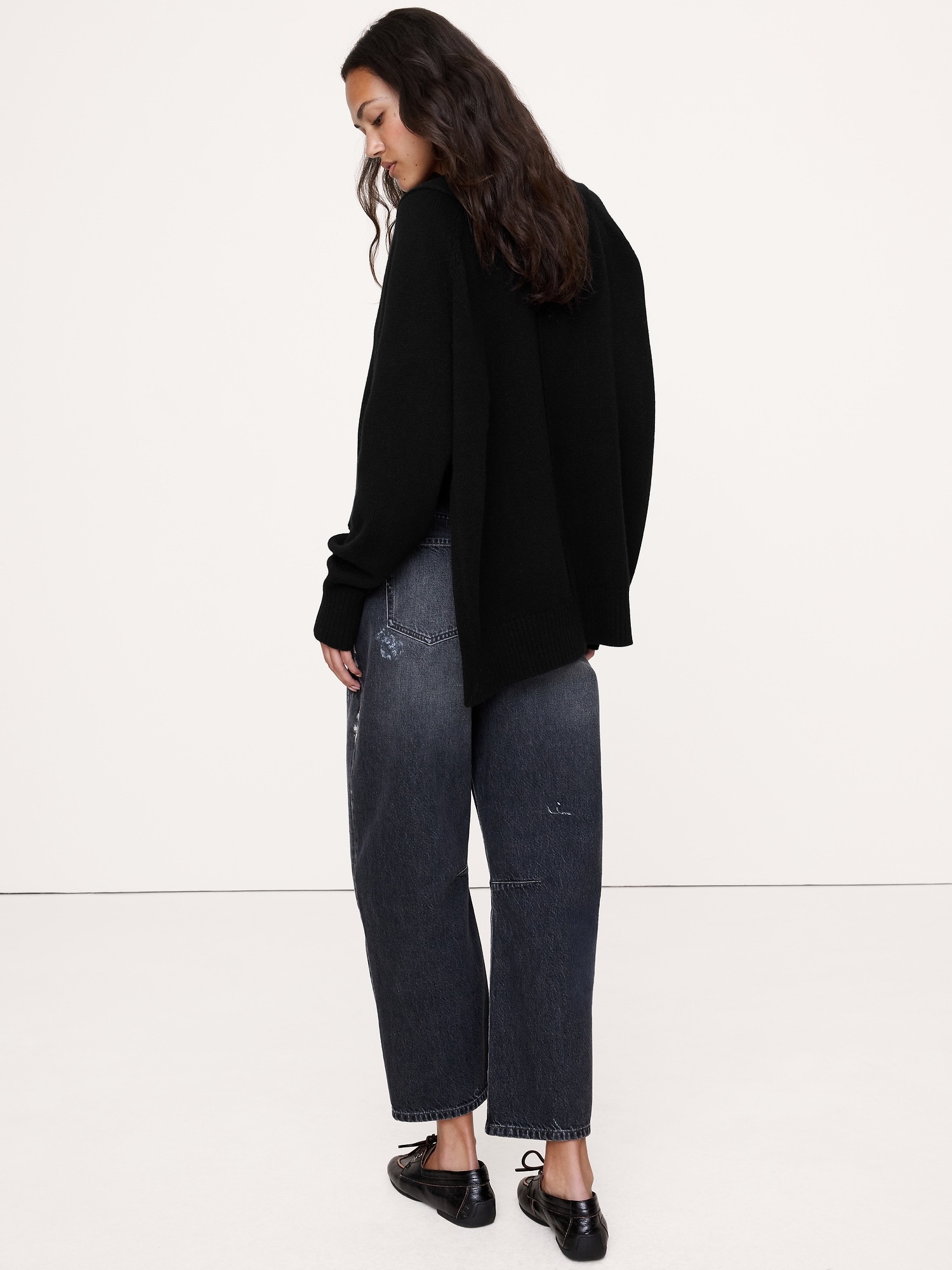 Oversized Merino-Cotton High-Low Cardigan