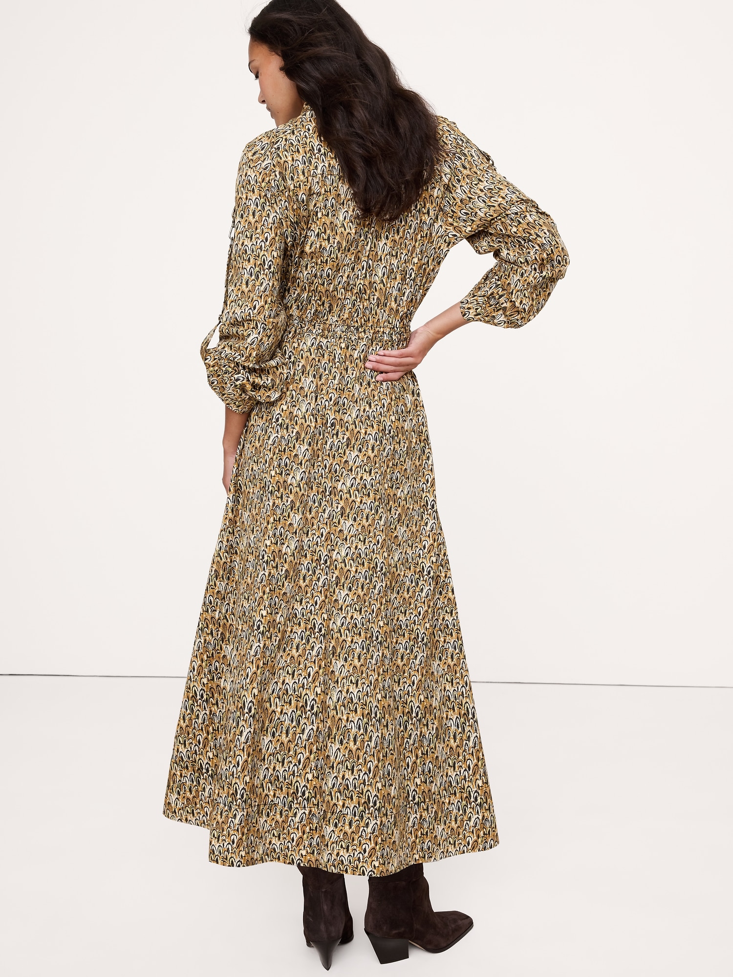 Cotton Utility Zip Long Midi Dress