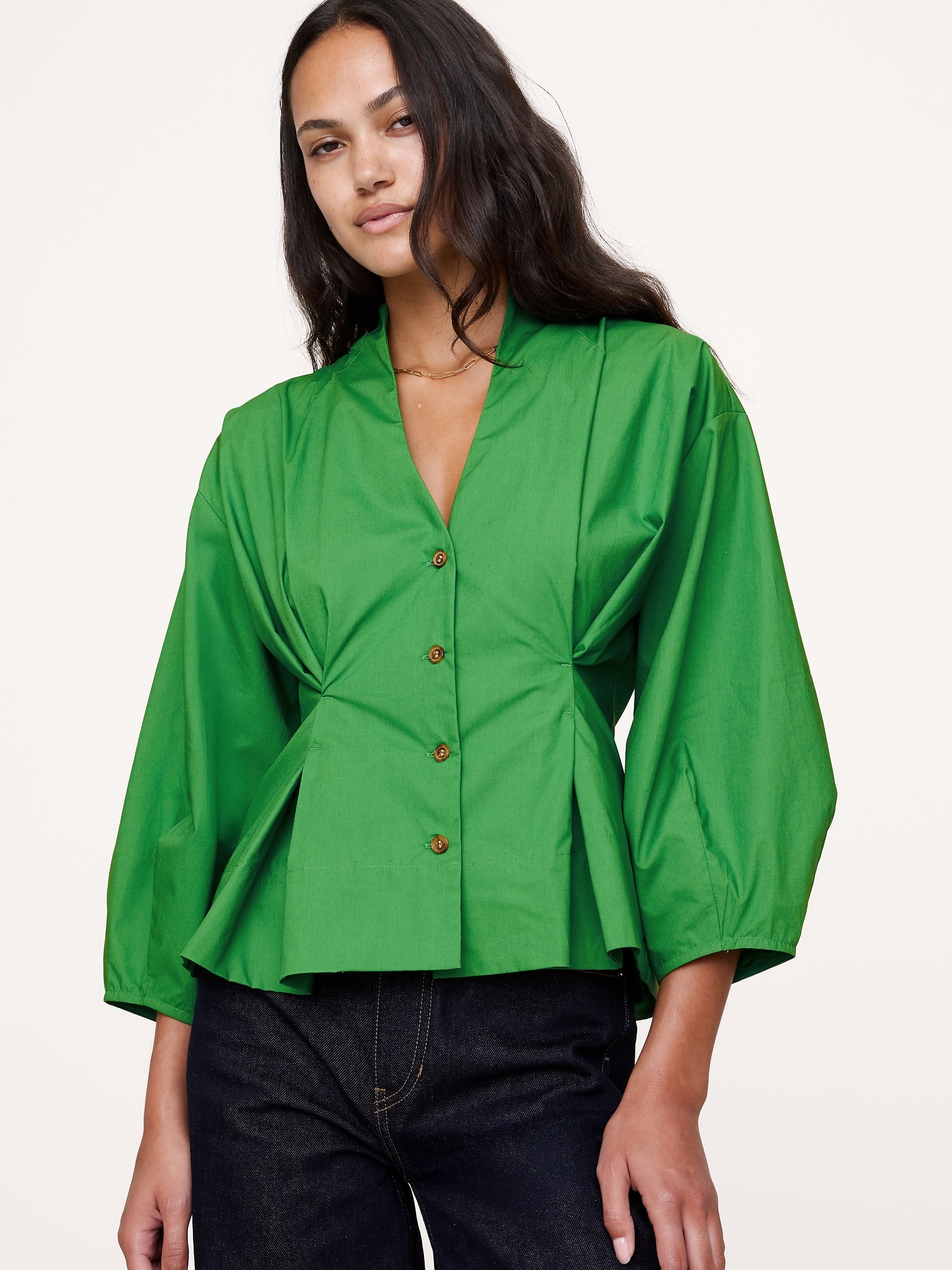 Image number 8 showing, Cotton Poplin Cinched-Waist Shirt