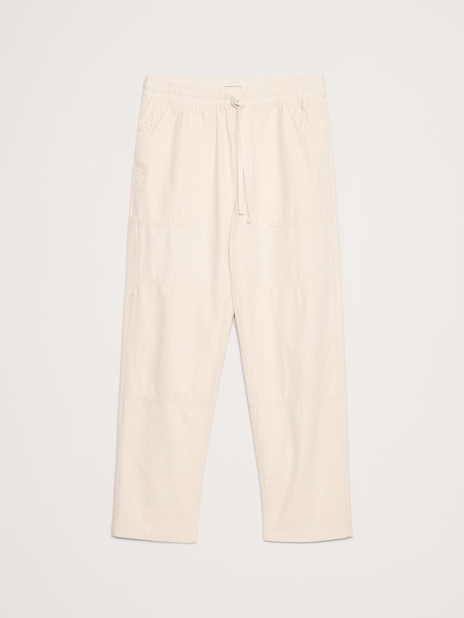 L'image numéro 4 présente PANTALON DE JARDINIER À TAILLE ÉLASTIQUE EN COTON À MOTIF DE CHEVRONS
