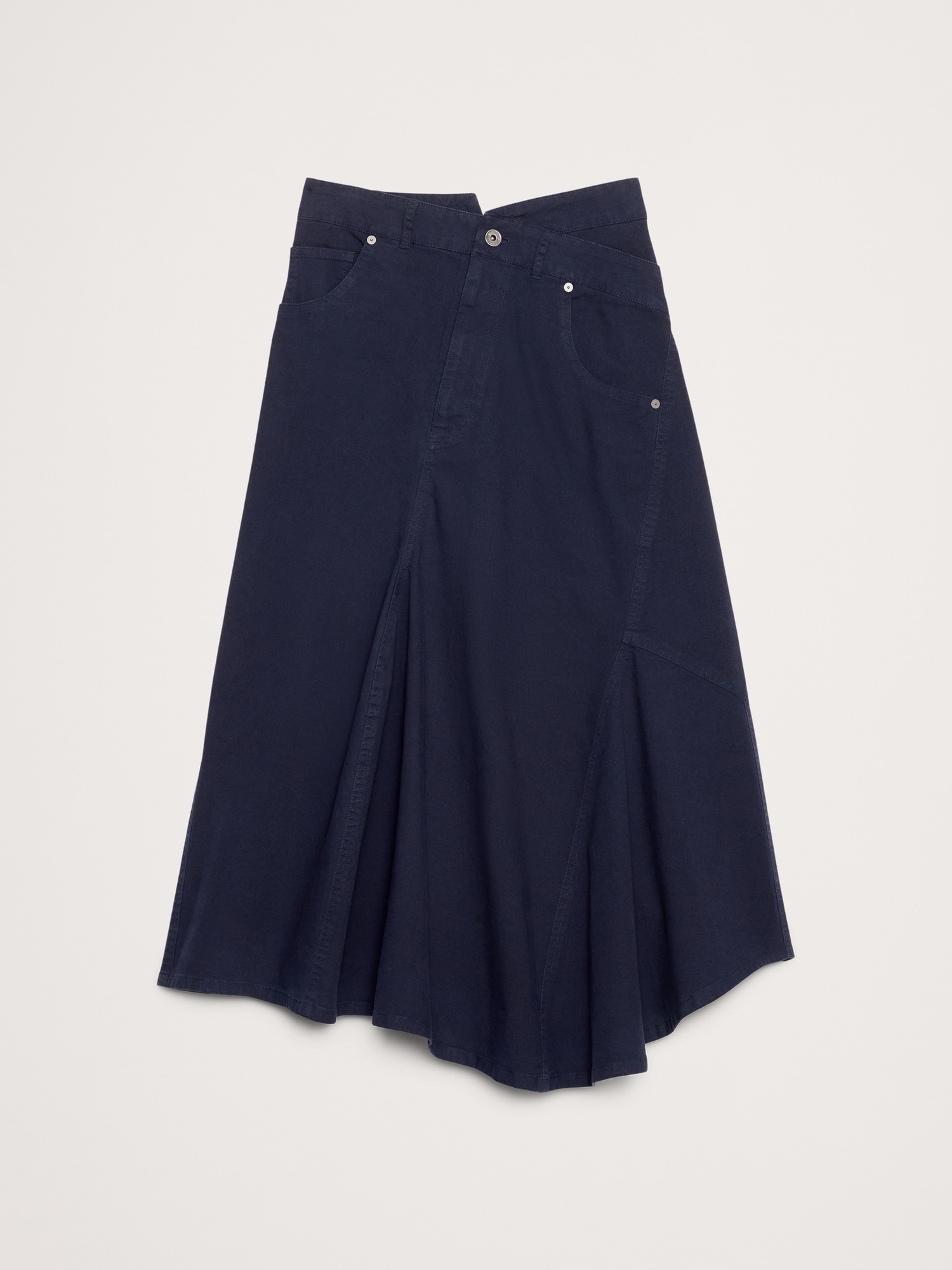 Image number 4 showing, CROSSOVER STRETCH-COTTON LONG-MIDI SKIRT