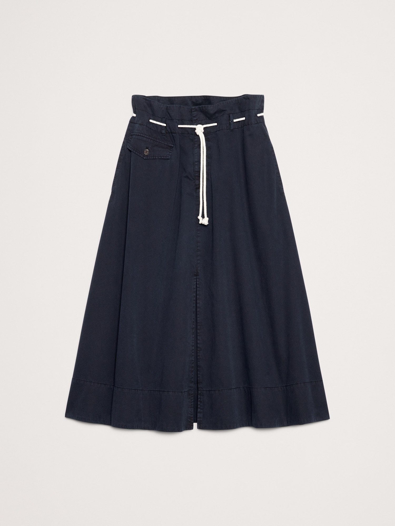 Image number 4 showing, COTTON POPLIN LONG MIDI SKIRT WITH ROPE TIE