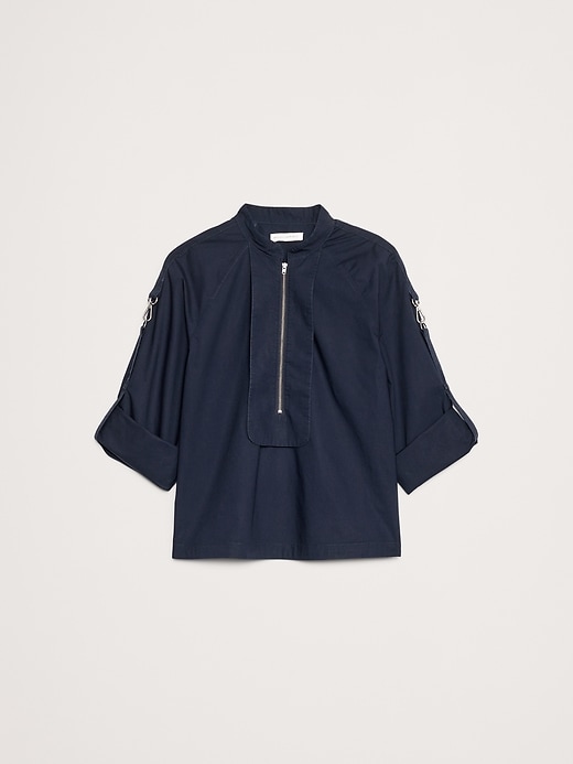 Cotton Poplin Zip Popover Top | Banana Republic