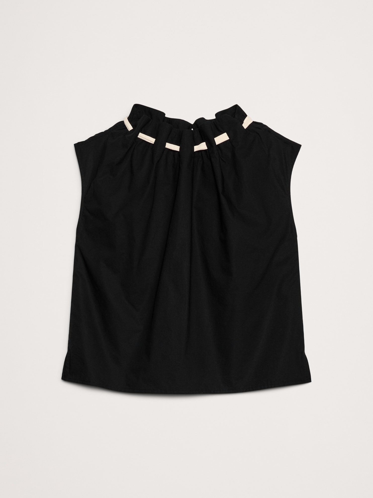 Image number 7 showing, COTTON POPLIN CINCH-NECK TOP