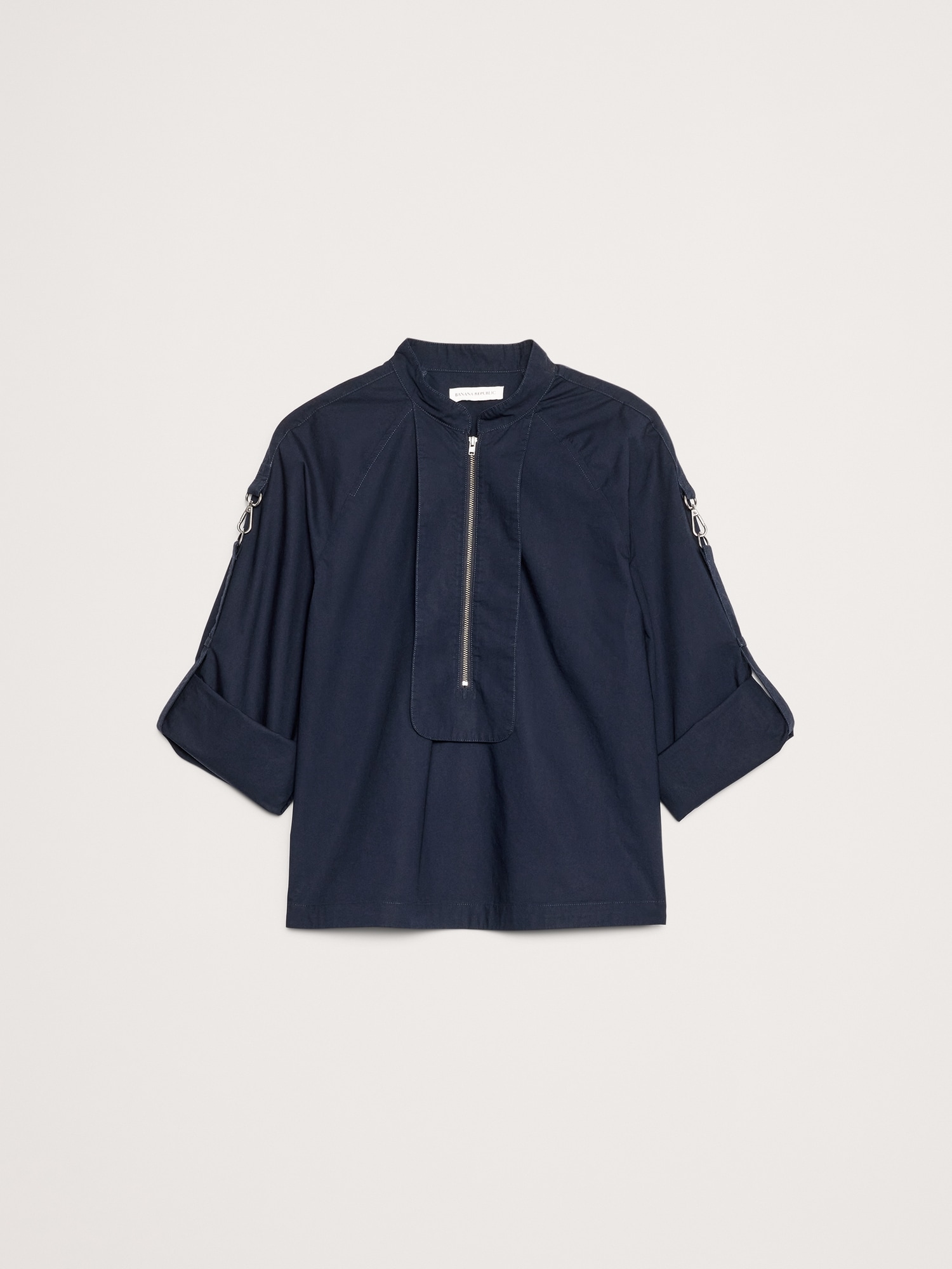 Image number 5 showing, COTTON POPLIN ZIP POPOVER TOP