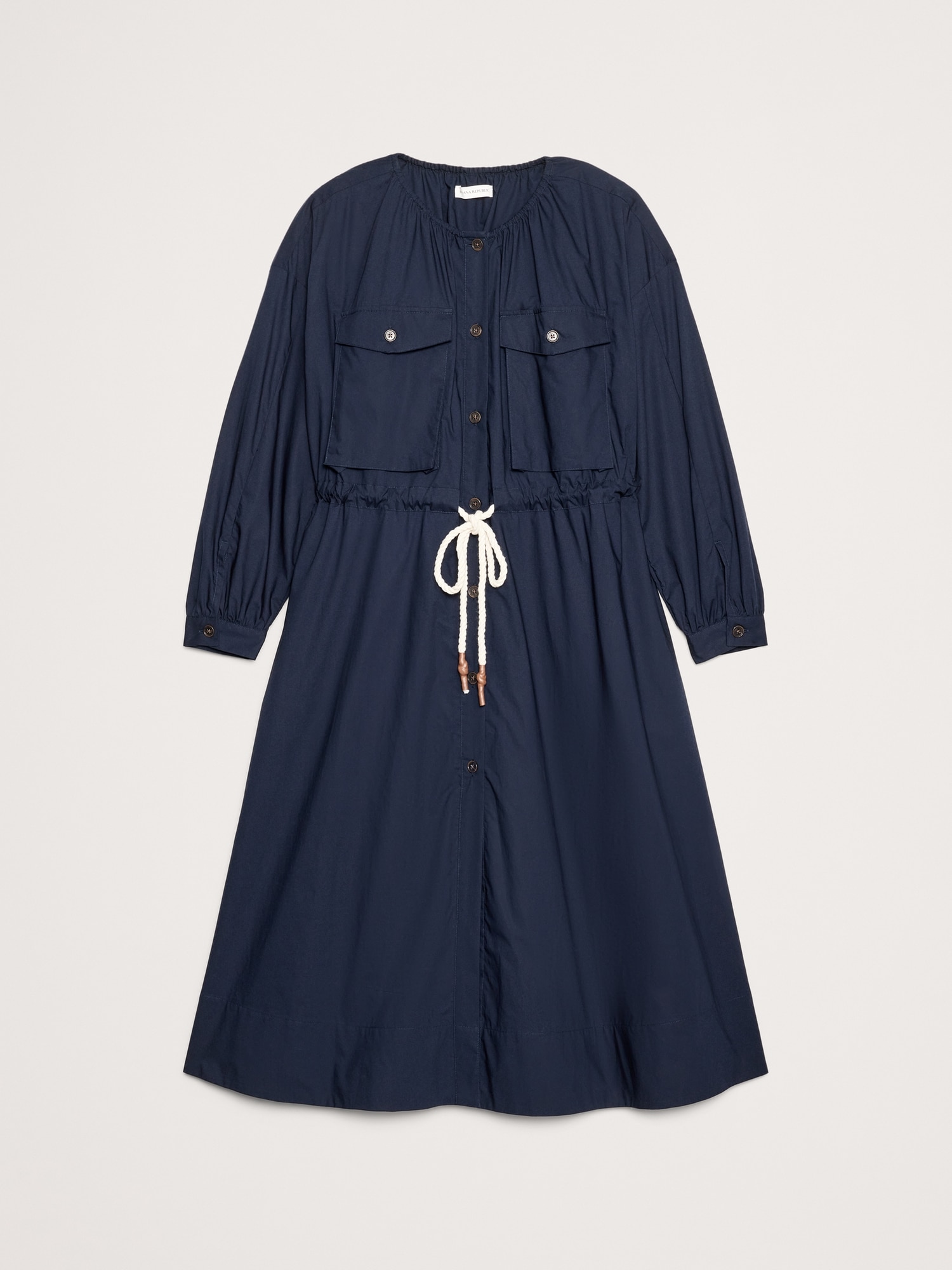 Image number 5 showing, COTTON POPLIN POCKET MIDI SHIRTDRESS