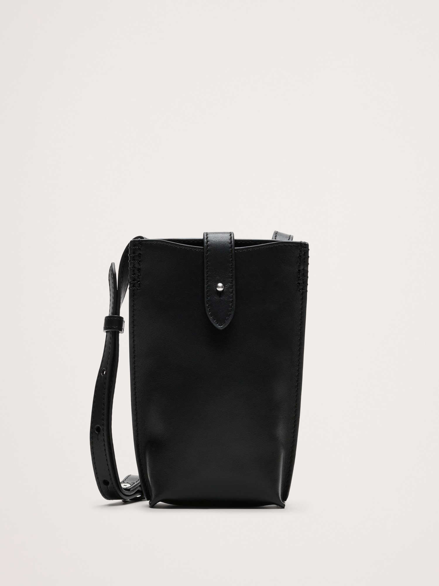 Italian Leather Crossbody Pouch - Black Leather