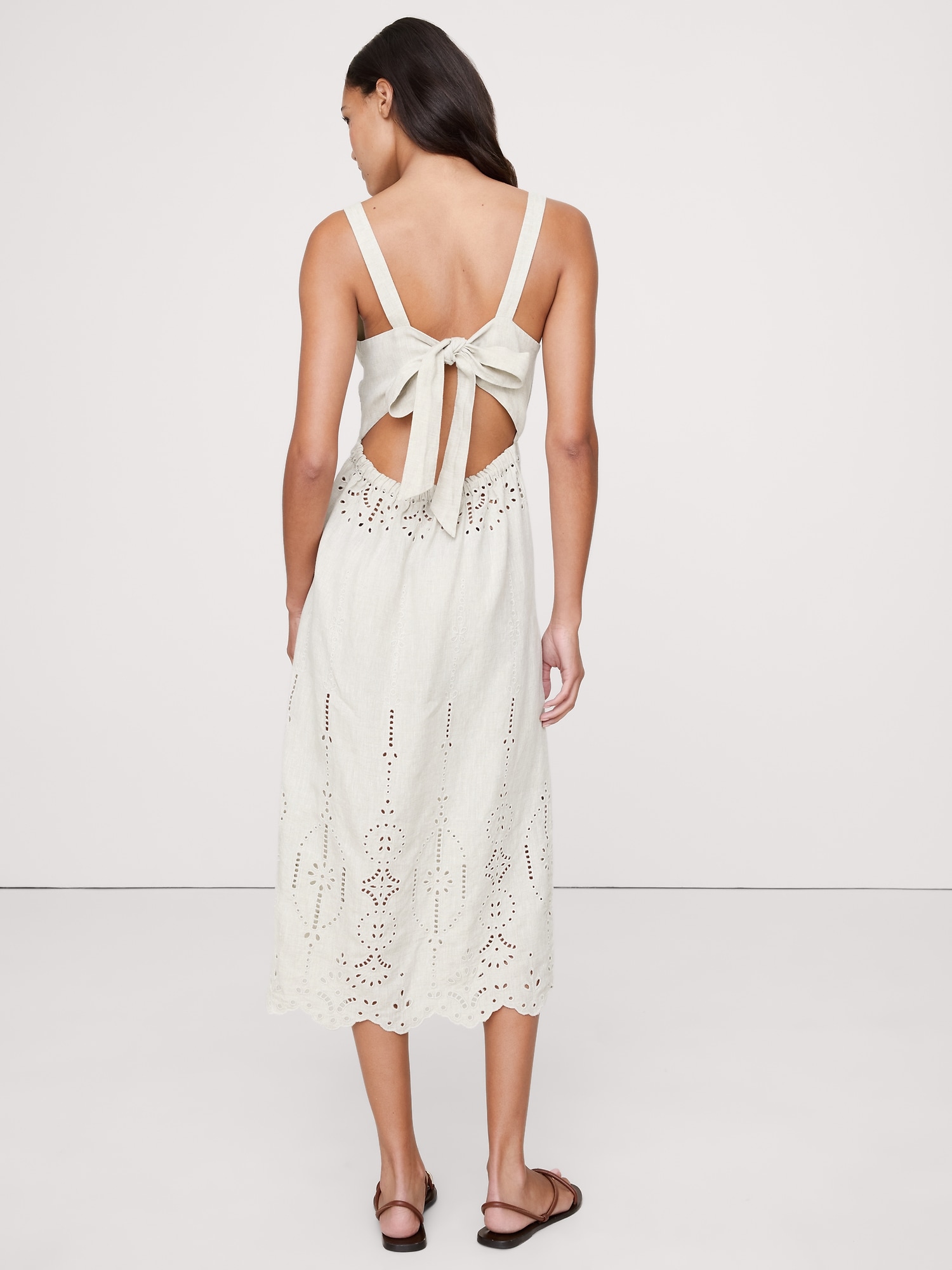Image number 6 showing, Eyelet Linen Midi Dress