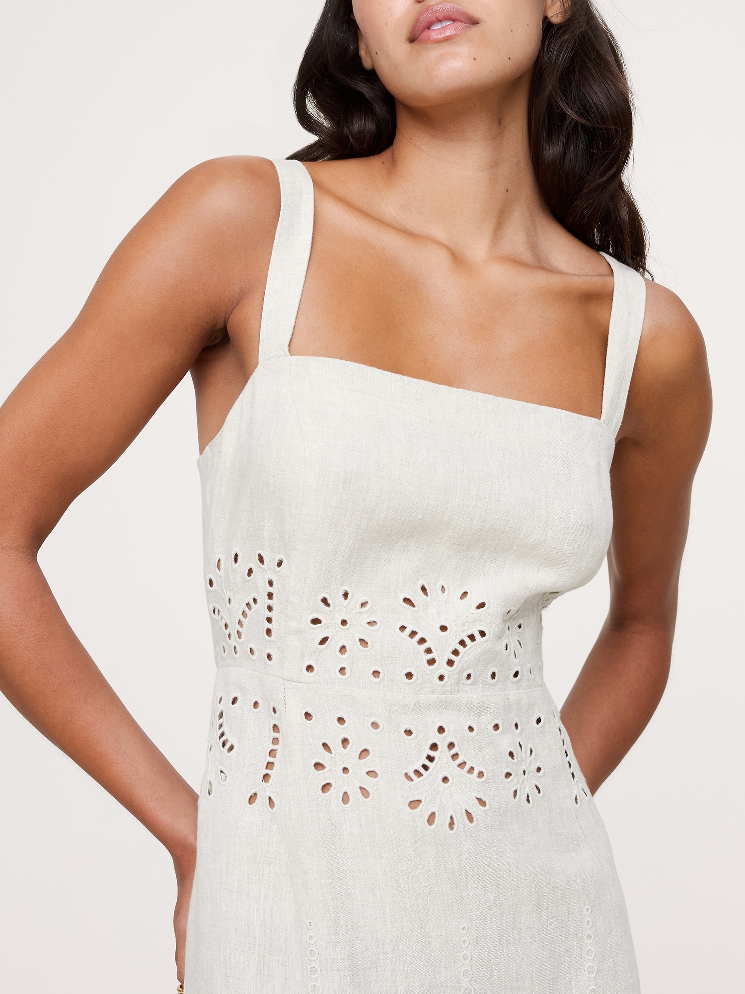 Image number 7 showing, Eyelet Linen Midi Dress